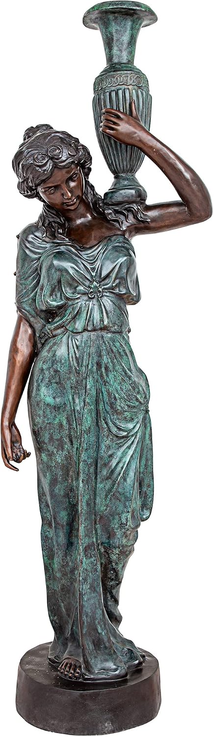 Design Toscano Dione the Divine Greek Water Woman Indoor/Outdoor Garden Statue, Medium, 22 inches tall, Cast Stone Resin, Antique Stone Finish