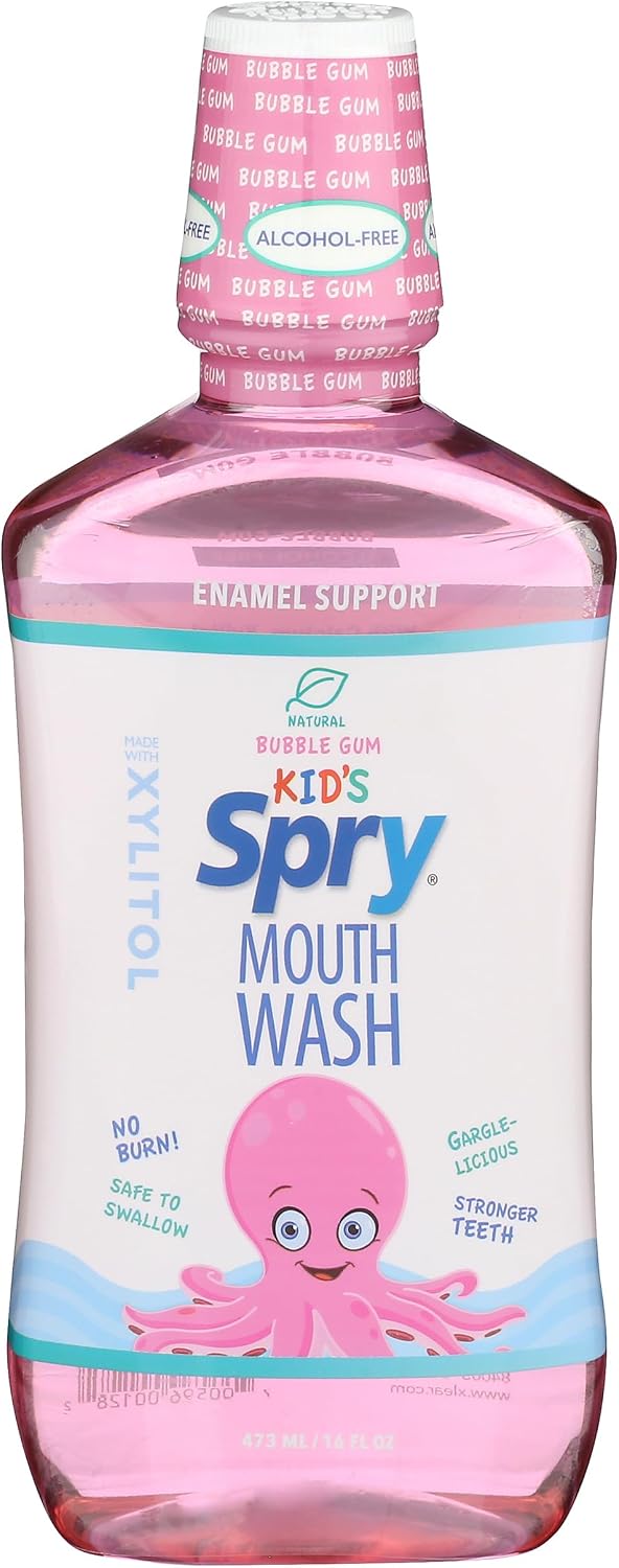 Spry Natural Xylitol Oral Rinse Mouthwash, Spearmint - 16 fl oz (Pack of 1) | Natural, Fluoride Free, Enamel Support, Low Alcohol, Gentle for Sensitive Mouth and Gum, Non-GMO, No Burn