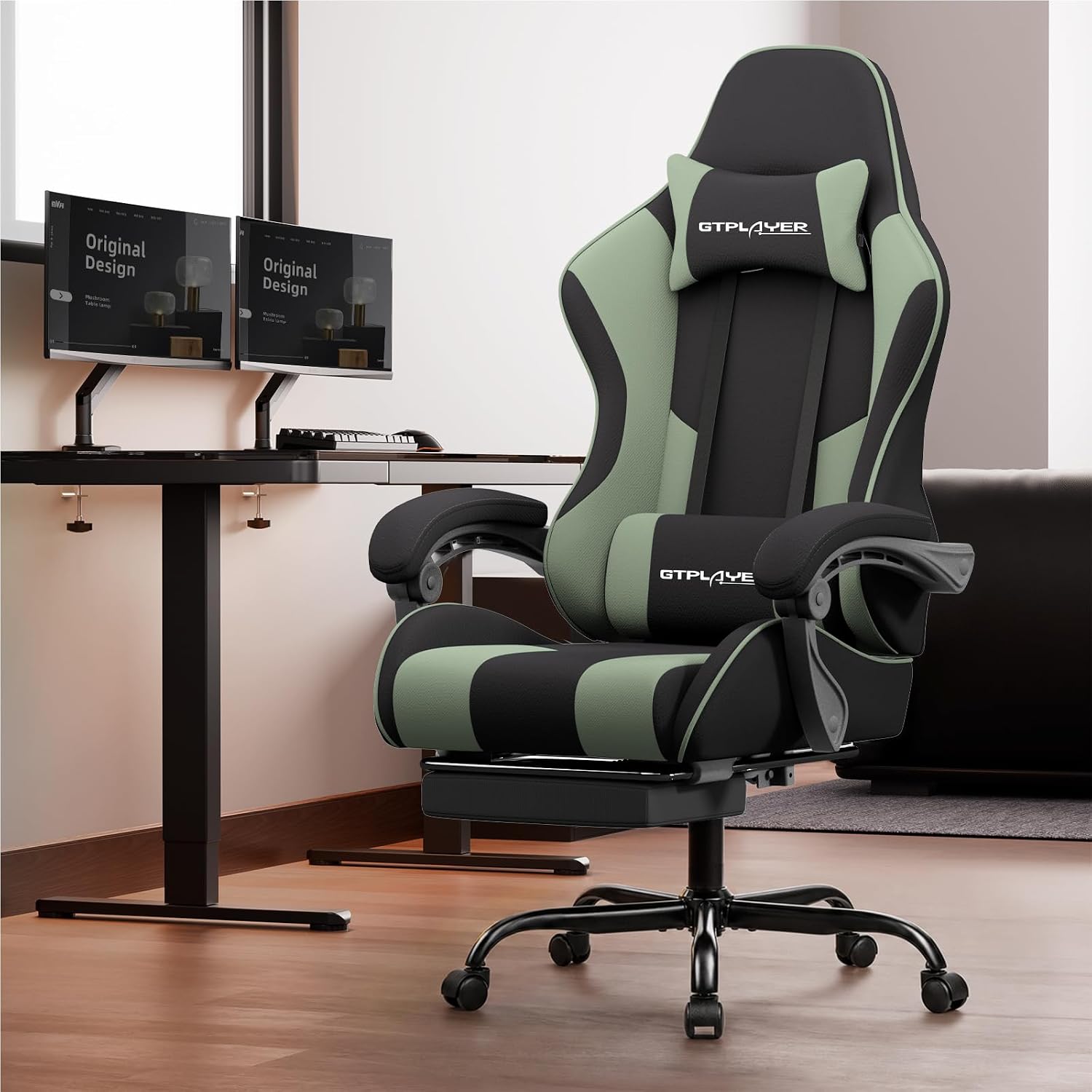 GTPLAYER Gaming Chair, Computer Chair with Footrest and Lumbar Support