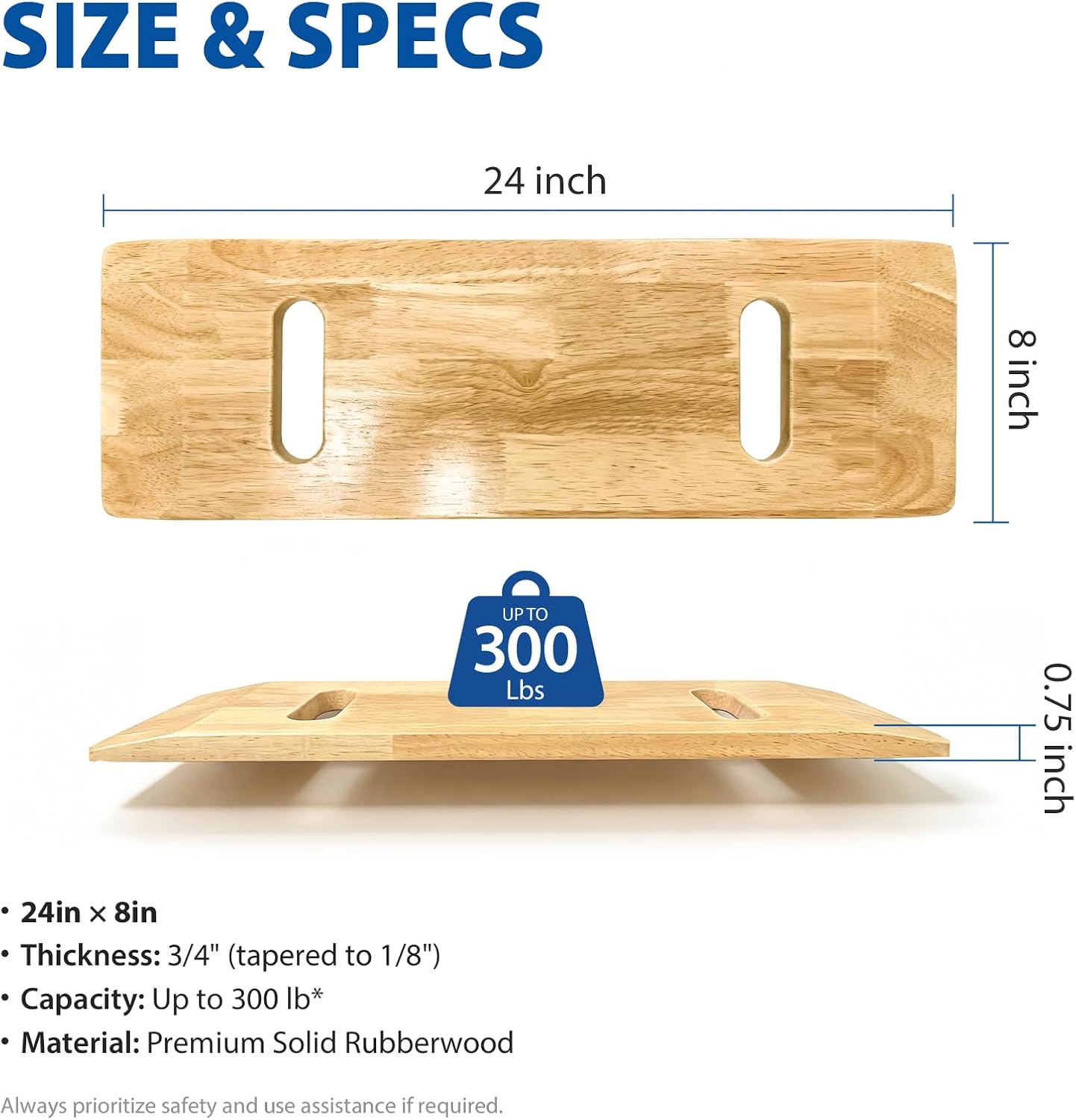 Blue Jay Slide Boards for Transfers - 30" Wooden Transfer Boards for Wheelchair - 8" x 30" Patient Assist Device for Car, Bed, Chair & Seniors - Smooth Surface & Tapered Ends