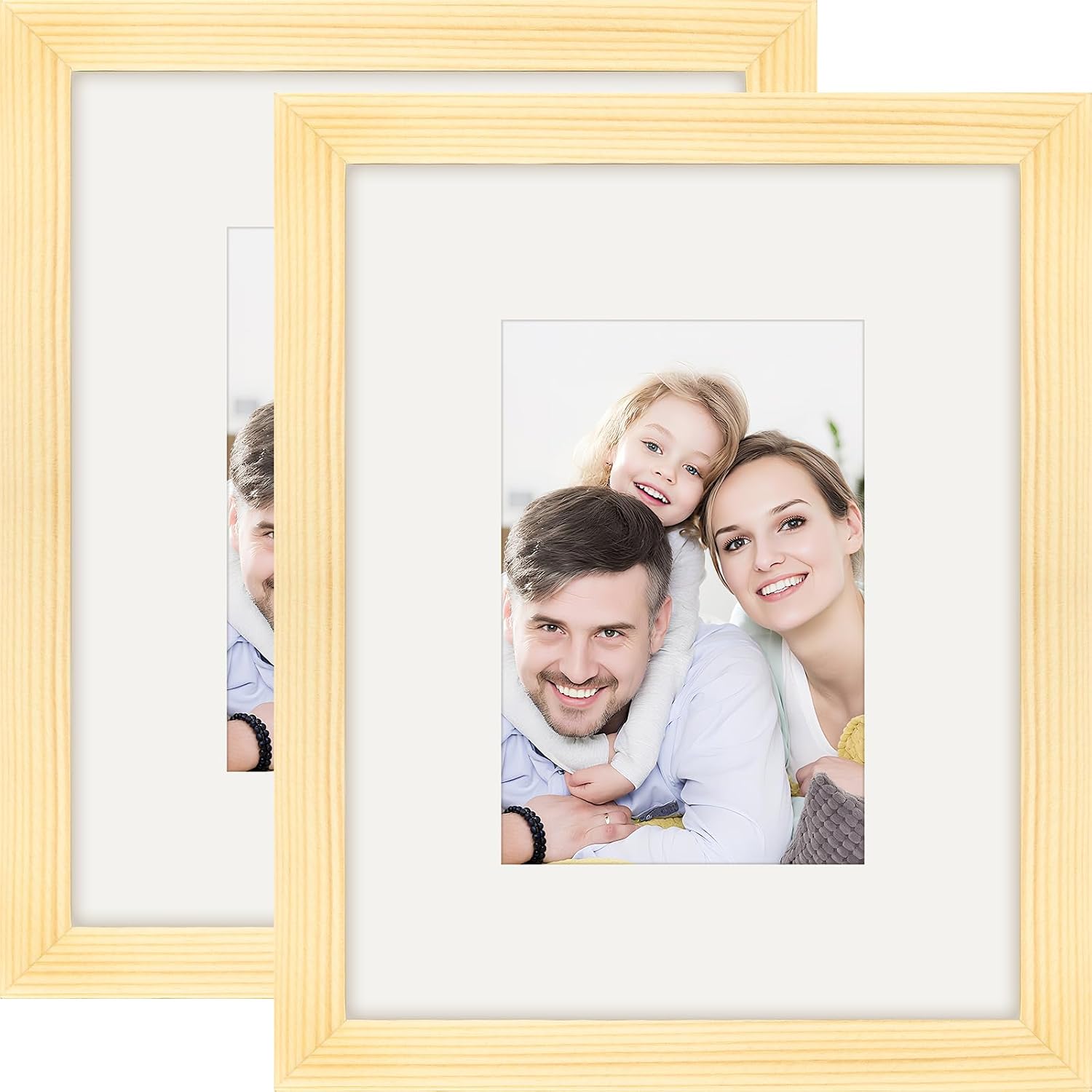 Picture Frames 8x8 2 Pack Made of Solid Wood Black for Wall Mounting and Tabletop Display