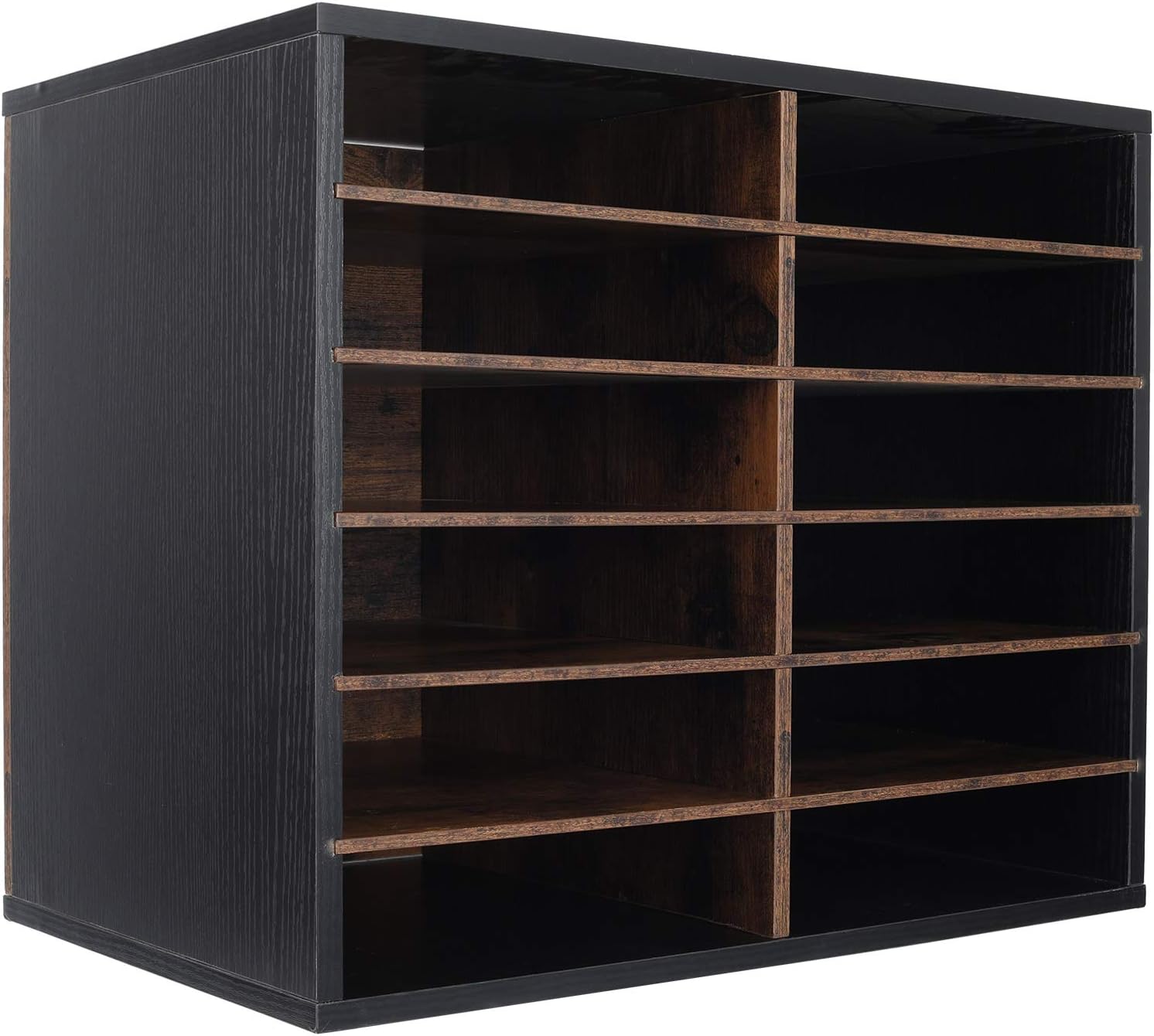 TQVAI Wood Literature Organizer, 27 Slots Hold 13500 Sheets A4 Papers, Wooden Desk File Paper Storage Organizer with Adjustable Shelves