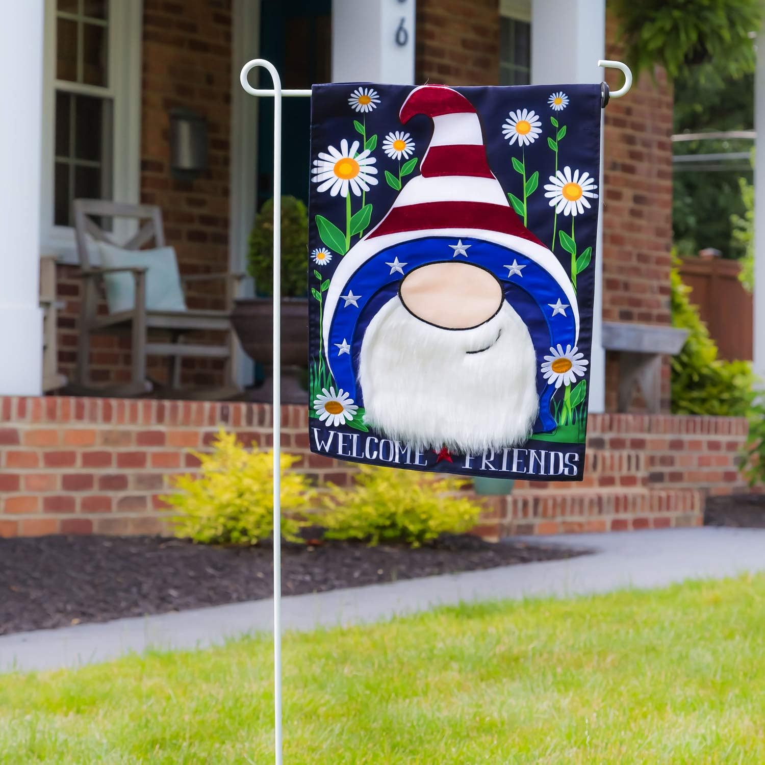 Evergreen Flag Beautiful Patriotic Gnome Applique Garden Flag - 13 x 1 x 18 Inches Fade and Weather Resistant Outdoor Decoration For Homes