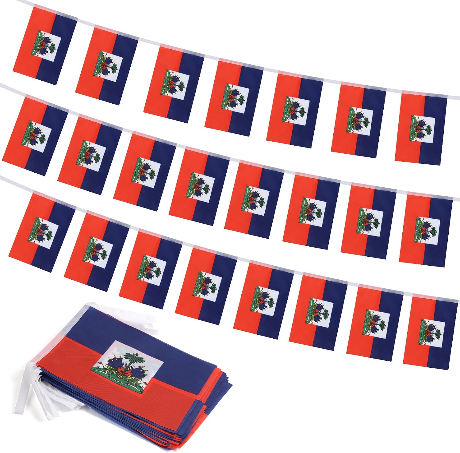 Nicaragua Flag Banner, Small Mini Nicaraguan Flags Patriotic Decoration for Party, Classroom, Sports Events, 33 Feet 30 Flags