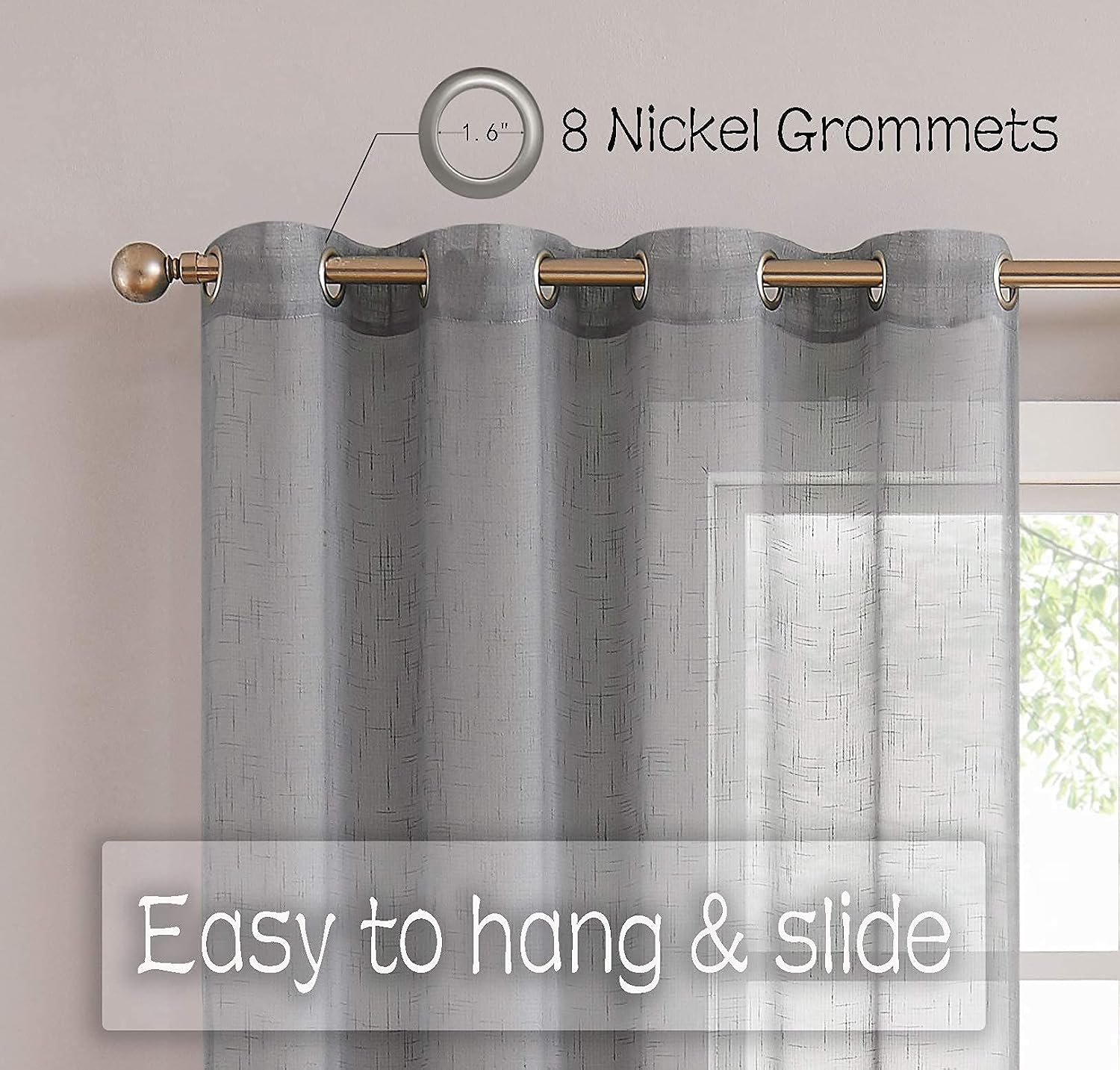 Randall Off White Sheer Open Weave Curtain for Living Room 2 Panels,72"