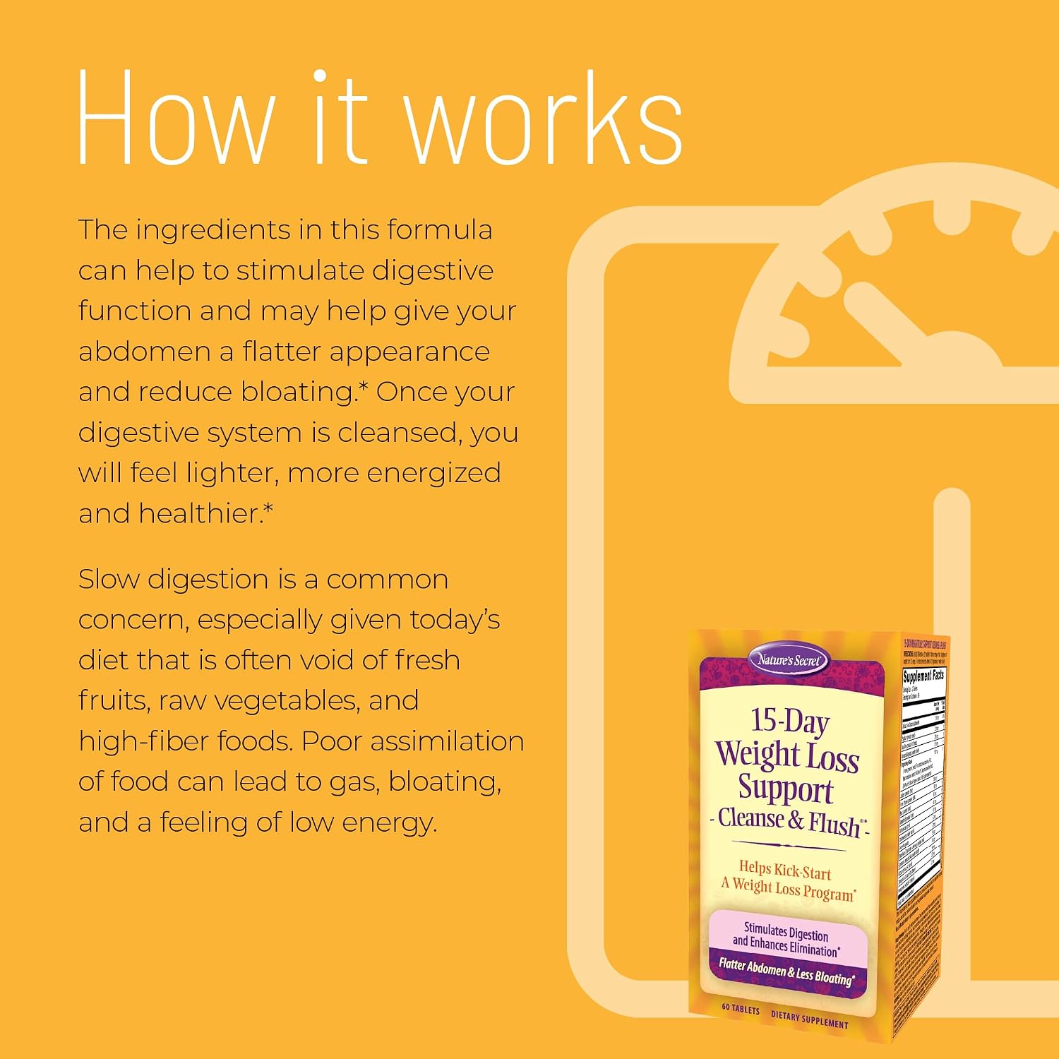 Nature's Secret 15-Day Weight Loss Support & Natural Energy Boost - Cleanse & Flush Stimulates Digestion