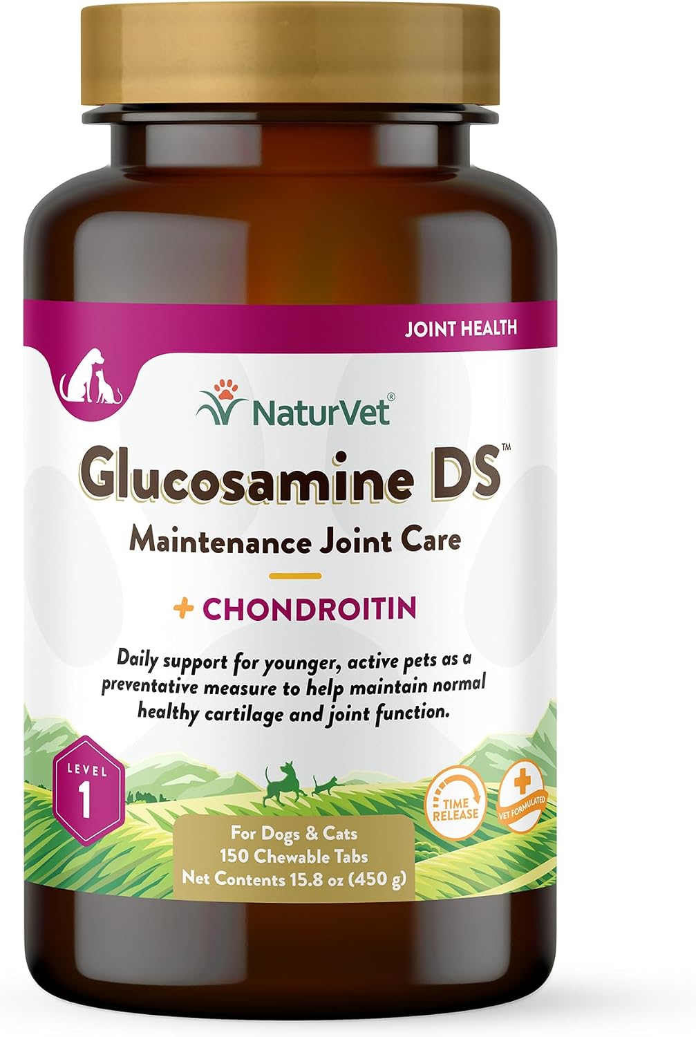 NaturVet – Glucosamine DS Plus - Level 2 Moderate Care – Supports Healthy Hip & Joint Function – Enhanced with Glucosamine, MSM & Chondroitin – for Dogs & Cats–70 Soft Chews