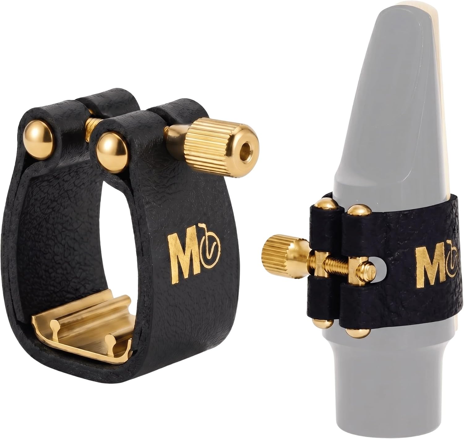 Leather Alto Saxophone Ligature Adjustable Single-Screw Fastener | for E-Flat Alto Sax Mouthpieces - Professional Woodwind Accessory for Warmer Tone