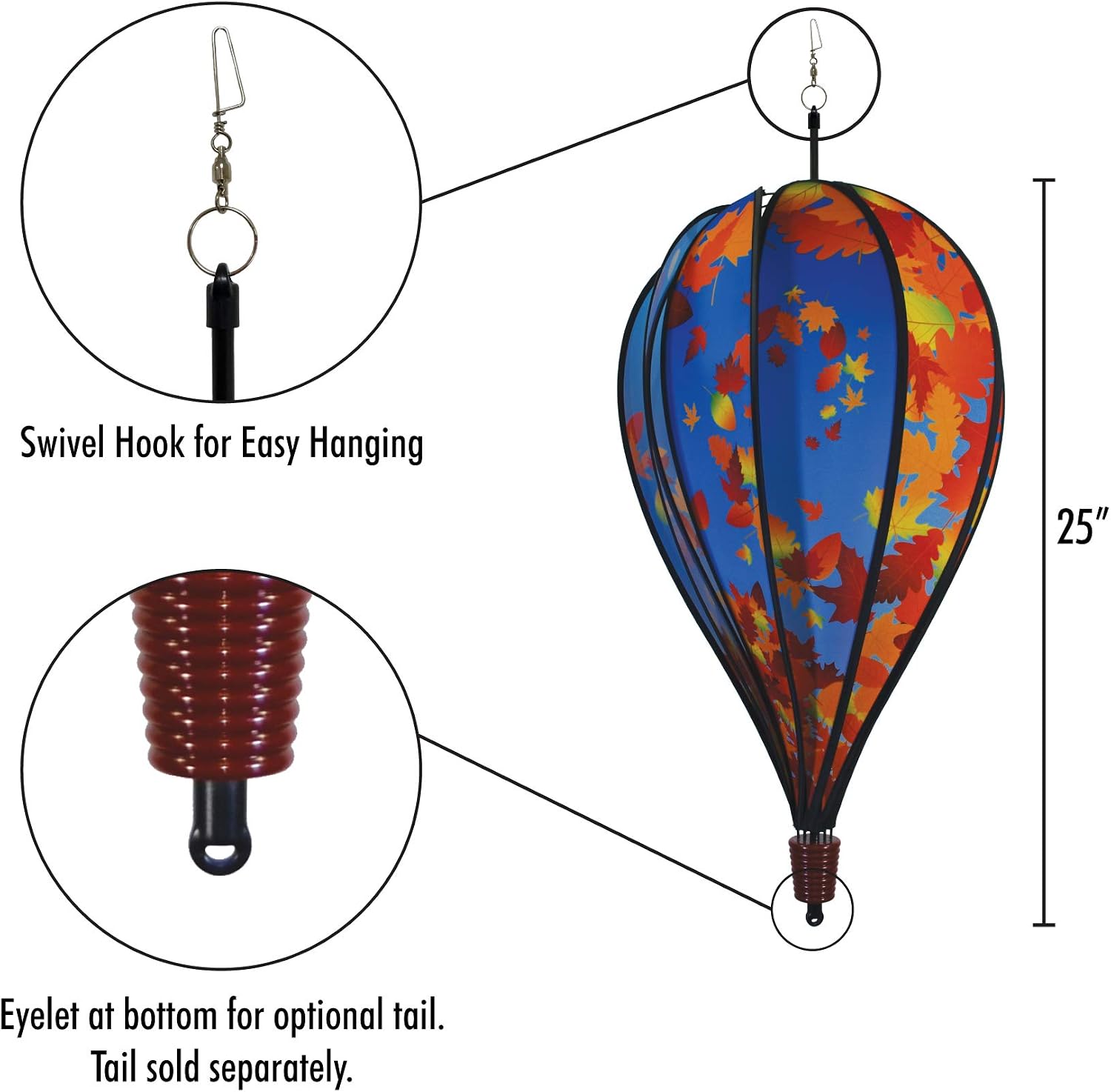 In the Breeze 0990 USA Flag 10-Panel Hot Air Balloon Wind Spinner