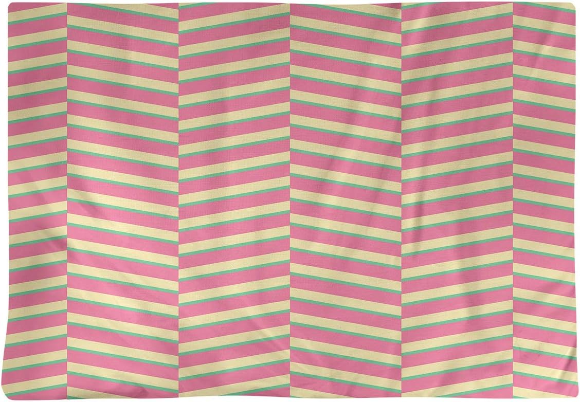 Dana Strider Three Color Fractured Stripes Table Placemat, 18 x 14, Pink Green & Yellow