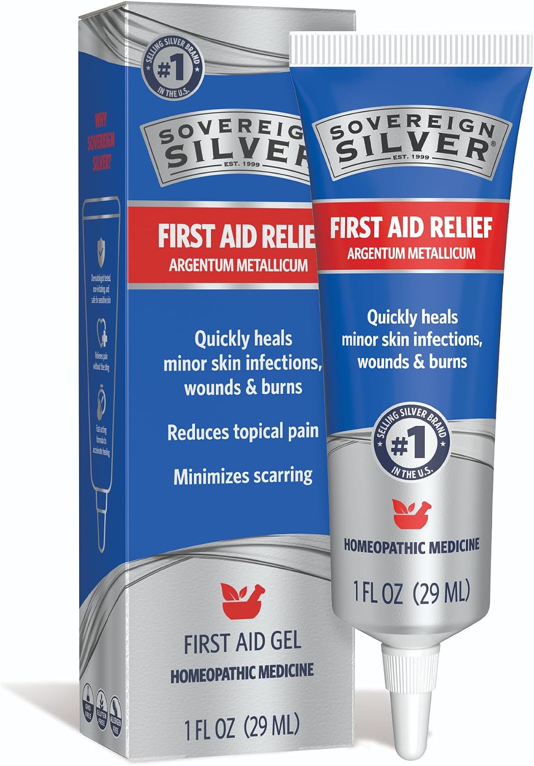 Sovereign Silver Colloidal Silver Gel, Wounds & Burns, 2 fl oz (59 mL) | Argentum Metallicum Topical Skin Care for Minor Skin Infections