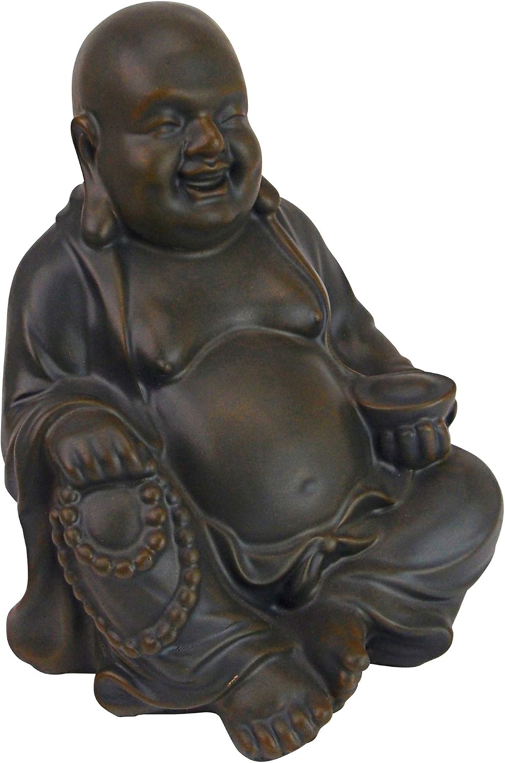 Design Toscano Jolly Hotei Laughing Man Asian Decor Indoor/Outdoor Garden Statue, 26 inches tall, Cast Stone Resin, Two Tone Stone Finish