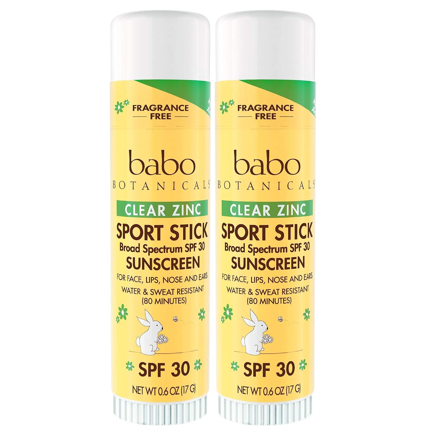 BABO Botanicals Sheer Zinc Mineral Sunscreen Sport Stick SPF30- Natural Zinc Oxide- Shea Butter- Fragrance-Free - Water Resistant - Made Safe Certified