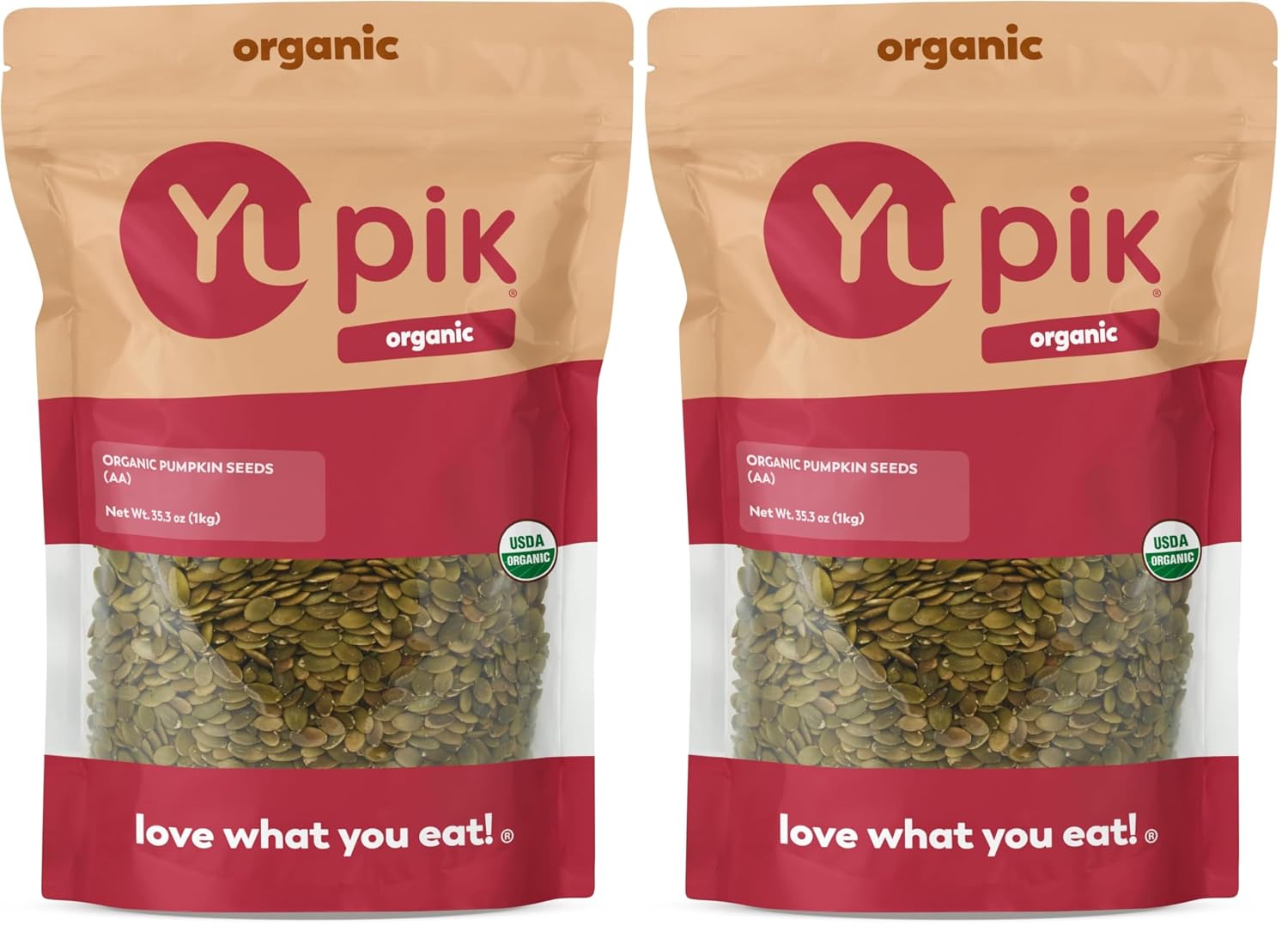 Yupik Organic Raw Pumpkin Seeds, No Shell, 2.2 lb (35.2 oz), Gluten-Free, Non-GMO, Kosher, Vegan, Shelled Pepitas, Salt-Free, Plant-Based Protein, Fiber Source, Healthy Snacks, For Baking & Topping