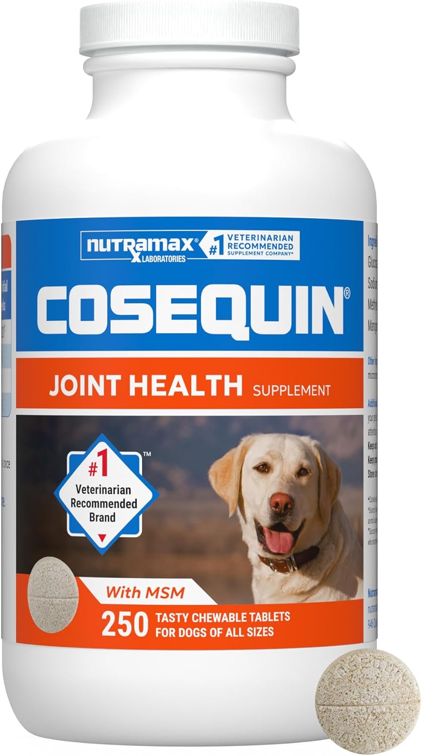 Nutramax Cosequin Joint Supplement for Dogs, Chewable Tablets, 132ct | Glucosamine + Chondroitin for Dogs with MSM, Supports Healthy Joints, All Breeds & Sizes, All Ages