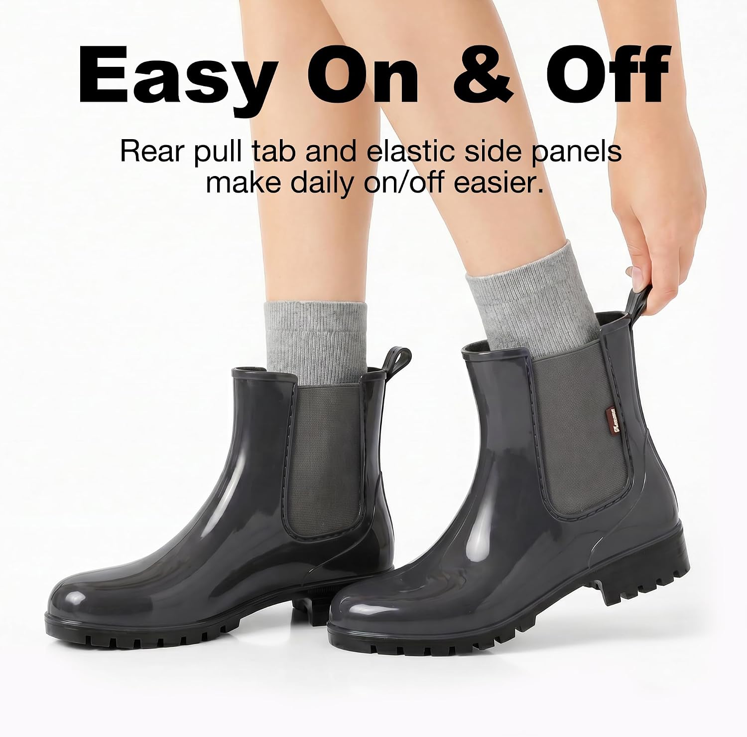 planone Cute Short Rain Boots for Women, Waterproof Chelsea Ankle Boots