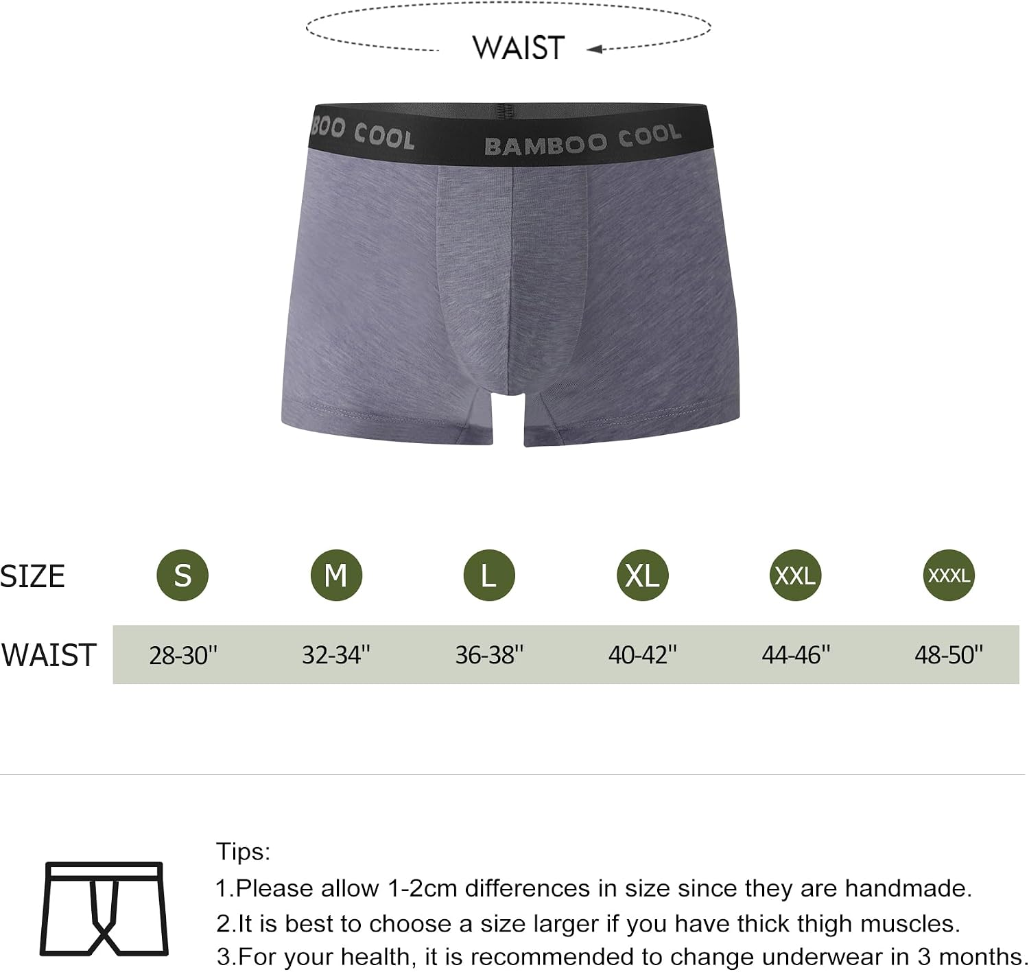 BAMBOO COOL Men's Boxer Briefs Ultra Breathable Underwear Multipack