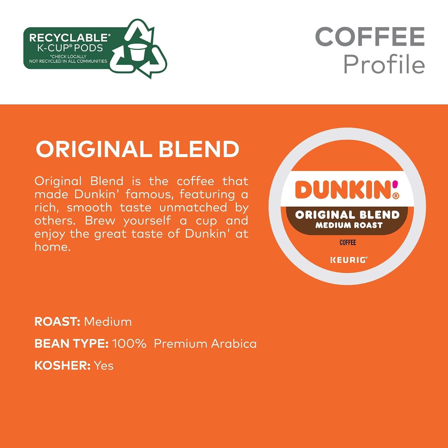 Dunkin Donuts Original Flavor Coffee K-Cups For Keurig K Cup Brewers (16 Count)