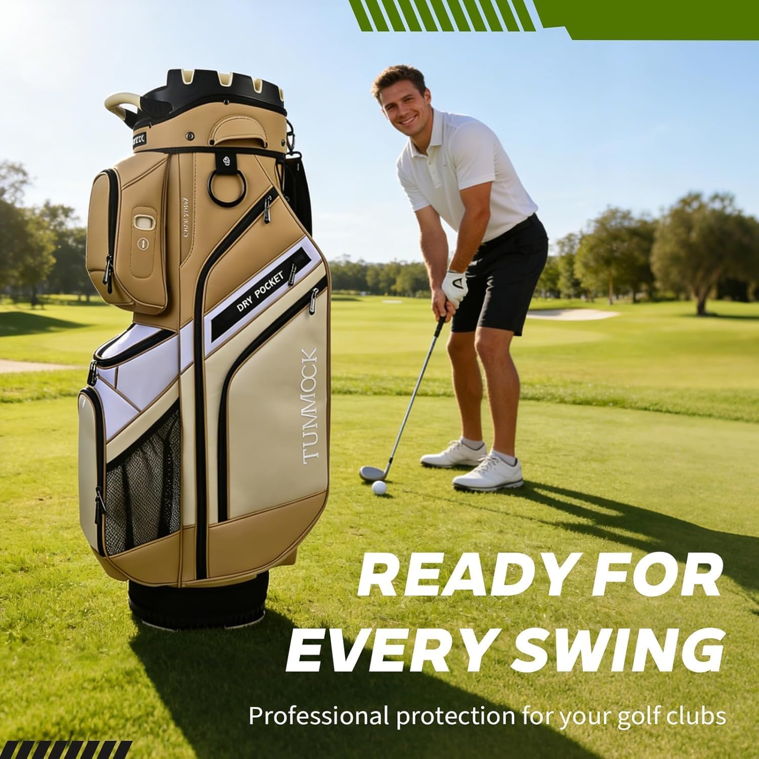 Golf Cart Bag, 14-Way Top Divider with Multiple Storage Pockets, Lightweight & Durable Golf Bag for Men, Cart-Friendly Design