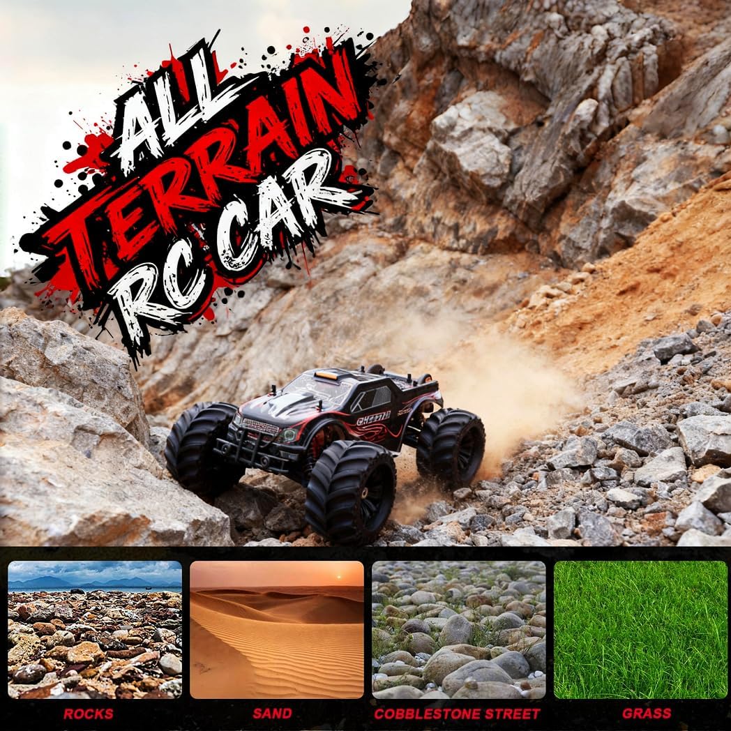 JLBRACINGRC 1/10 Brushless RC Cars for Adults, 80+ KPH, 4WD RC Trucks |120A ESC Monster Trucks, All-Terrain Off-Road Big Remote Control Car