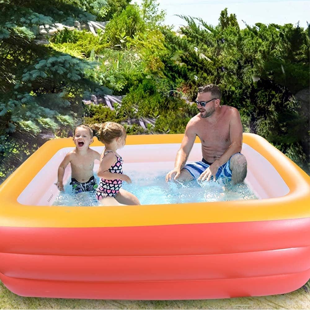 Inflatable Swimming Pool for Kids, 59" X 45" X 20" Kiddie Pools with Inflatable Soft Floor, Durable Blow Up Pools for Backyard
