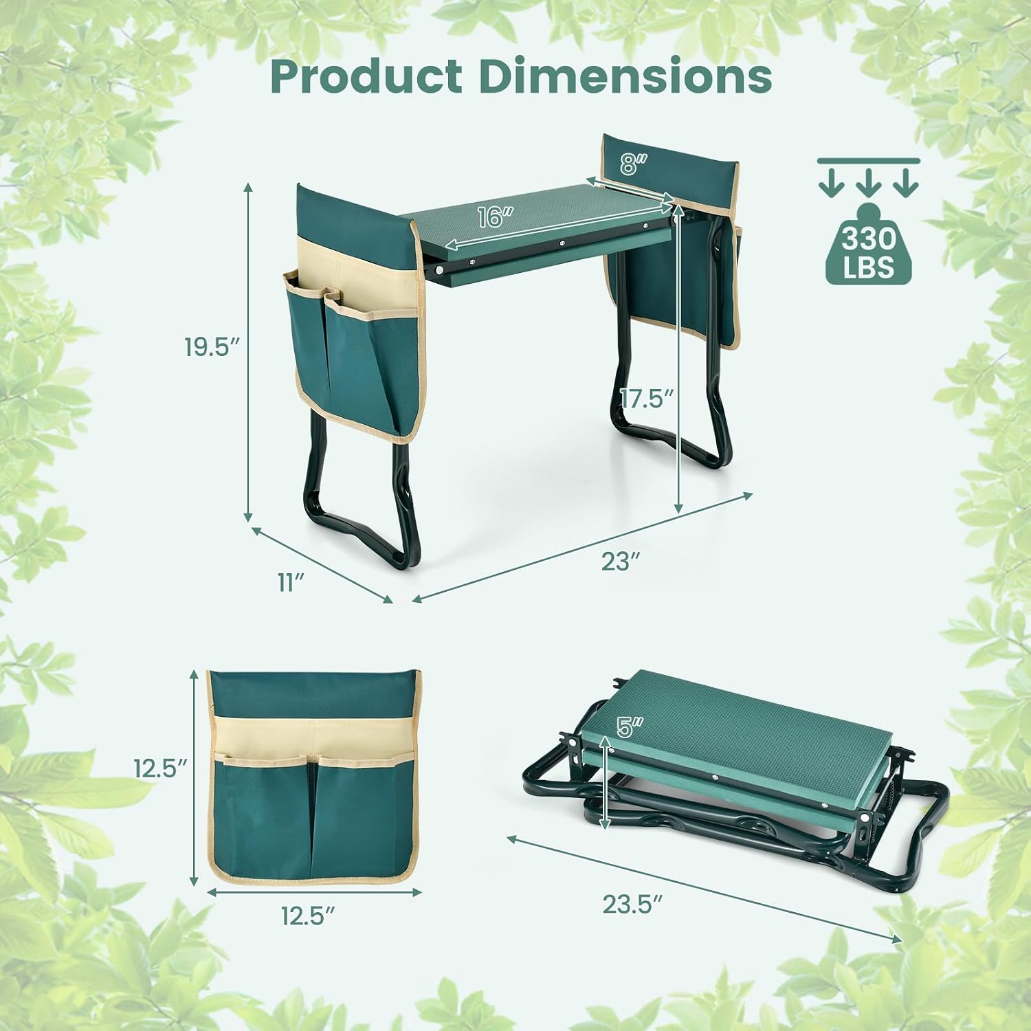 Goplus Garden Kneeler and Seat, Foldable Garden Bench for Kneeling & Sitting, Widened 8" EVA Soft Foam Pad