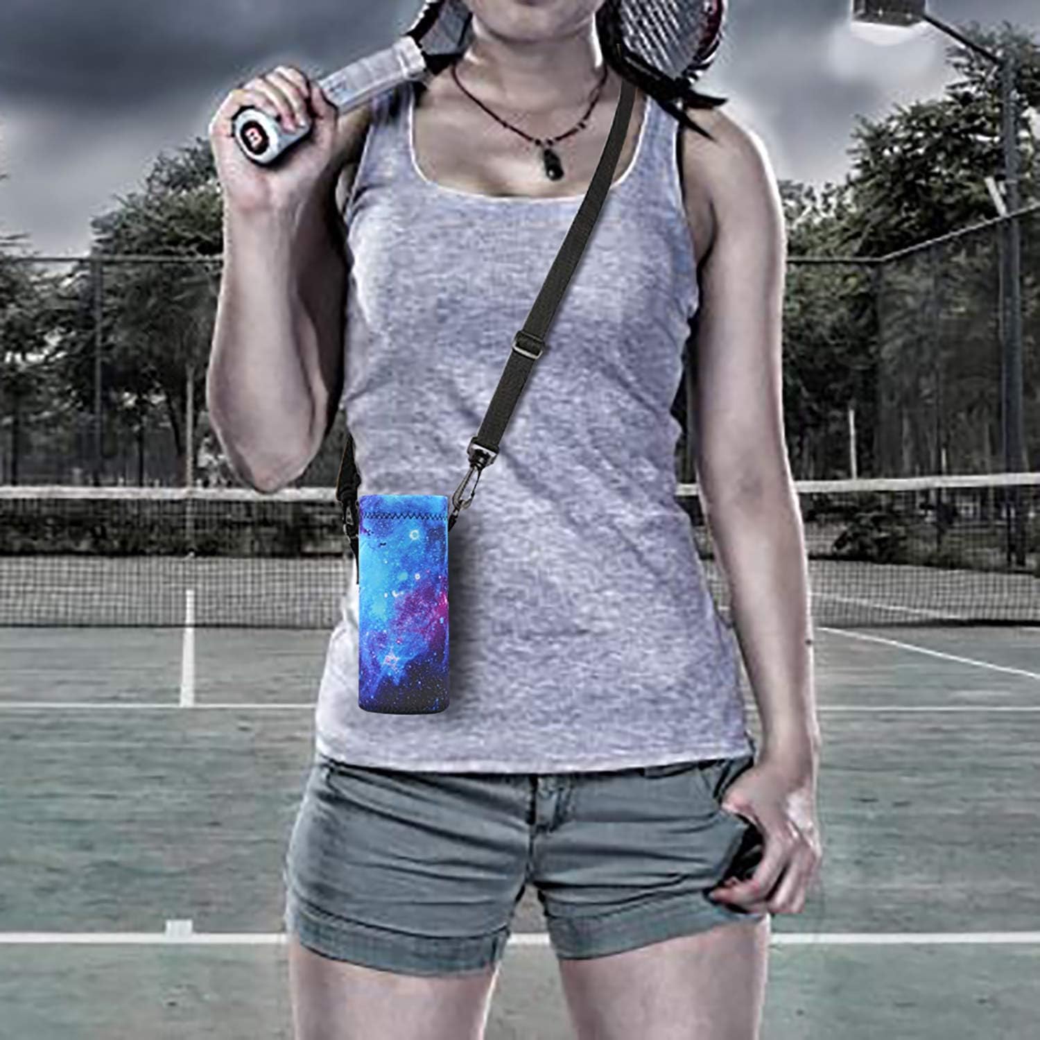 RICHEN Neoprene Water Bottle Carrier Bag with Adjustable Shoulder Strap,Insulated Water Bottle Cover for Stainless Steel/Glass/Plastic Bottles