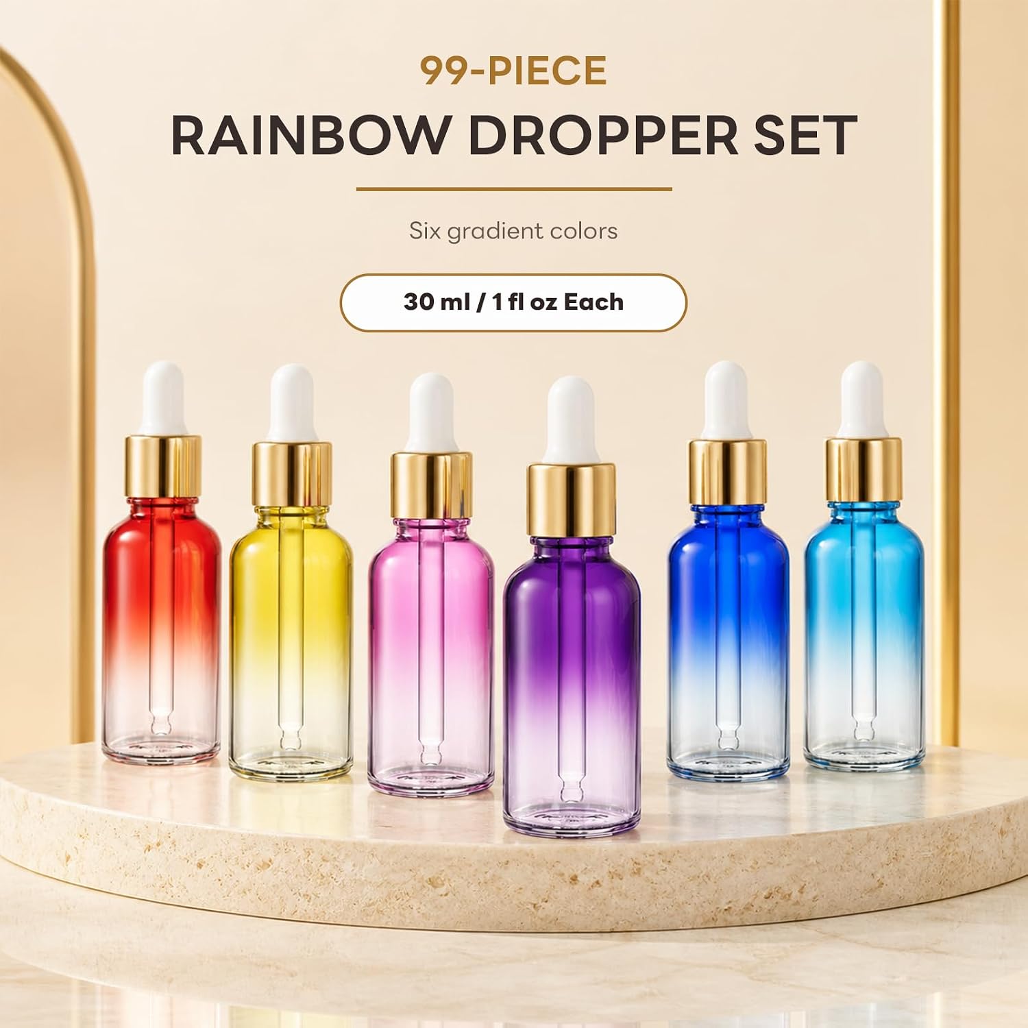 PrettyCare Glass Eye Dropper Bottles 99 Pack