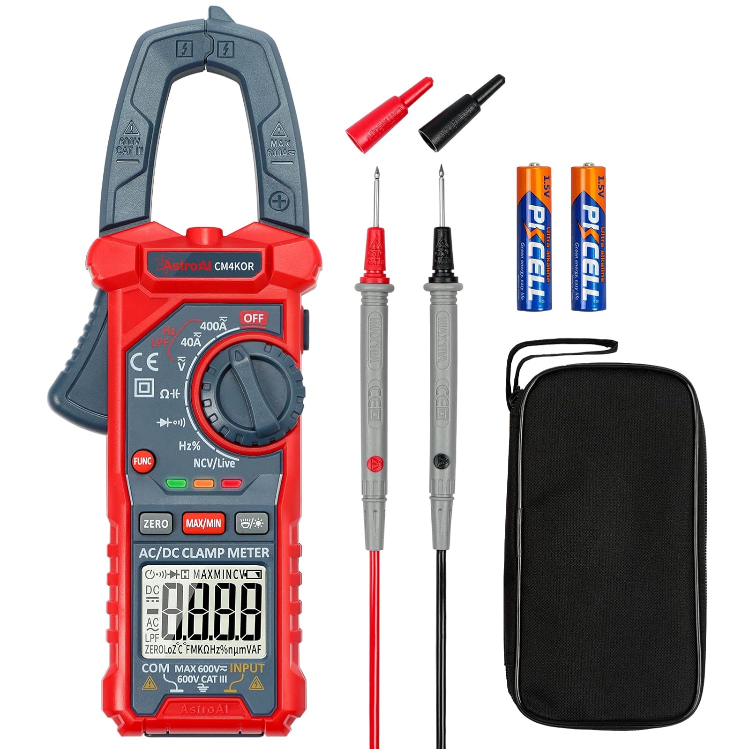 AstroAI Digital Clamp Meter Multimeter 2000 Counts Amp Voltage Tester Auto-ranging with AC/DC Voltage, AC Current, Resistance, Capacitance, Continuity