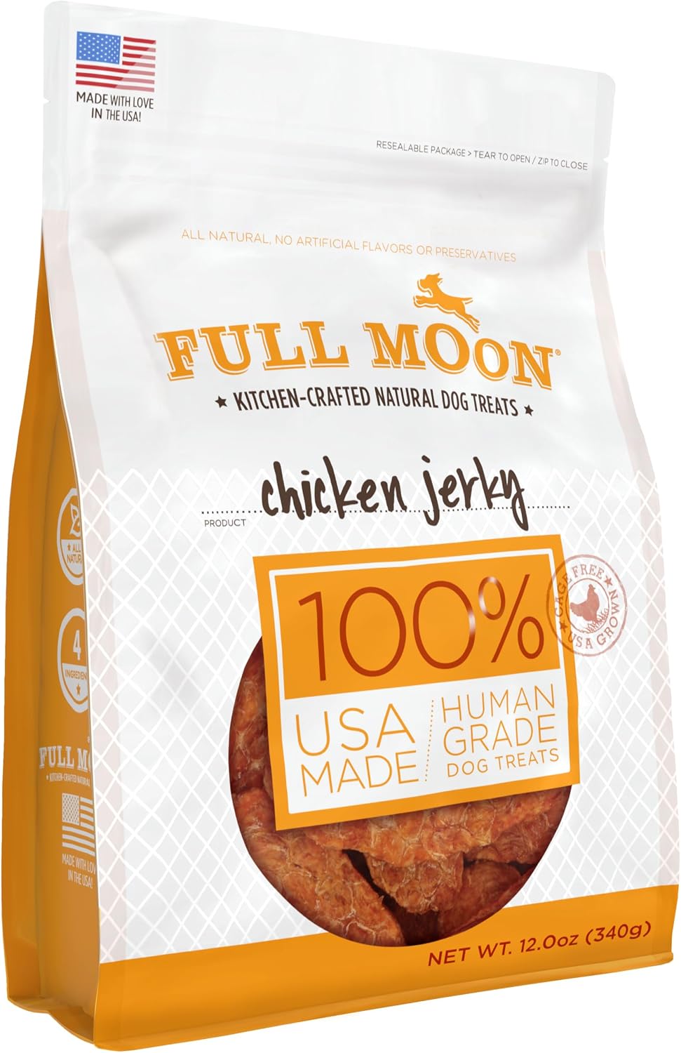 Full Moon Chicken Jerky Healthy All Natural Dog Treats Human Grade Made in USA Grain Free, 1.5 Pound (Pack of 1)