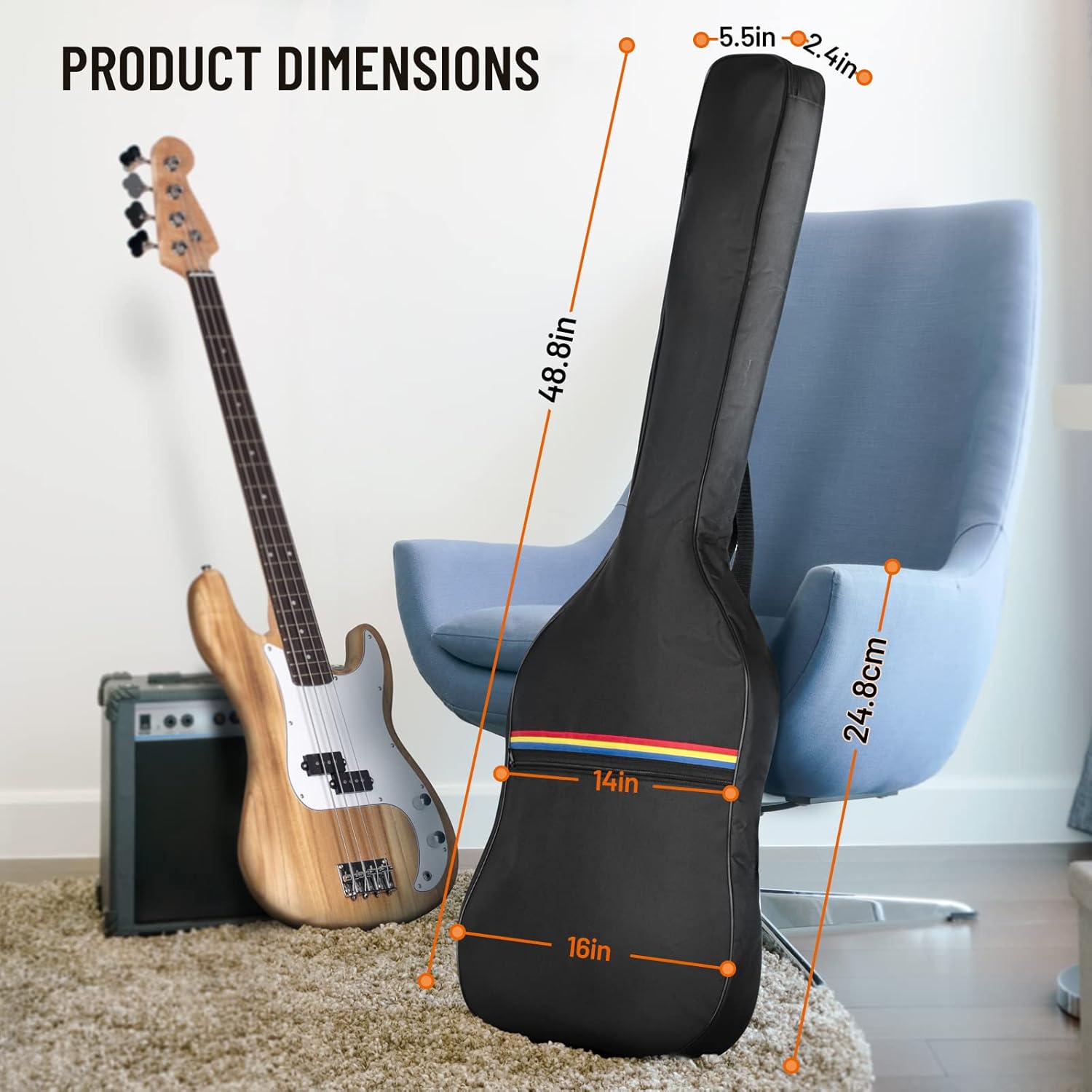 CAHAYA Electric Guitar Bag Gig Bag 6mm Padding Padded Backpack with Reflective Bands Soft Guitar Case Black CY0225
