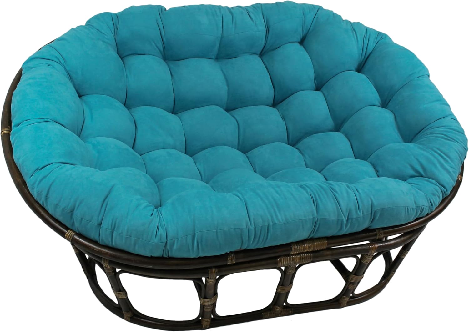 Blazing Needles Solid Microsuede Double Papasan Chair Cushion, 58" x 6" x 78", Black