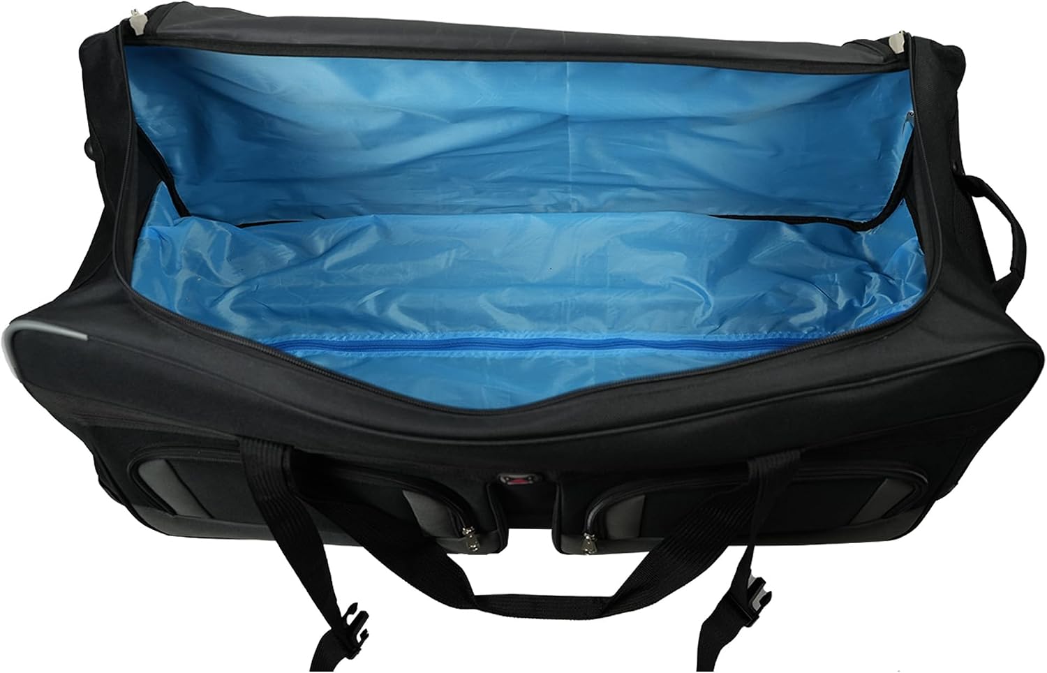 AMARO 36 Inch Rolling Duffle Bag with Wheels, Extra Large Heavy Duty Travel Duffel Luggage with Telescopic Handle, Multiple Pockets, Collapsible Storage, Black/Grey