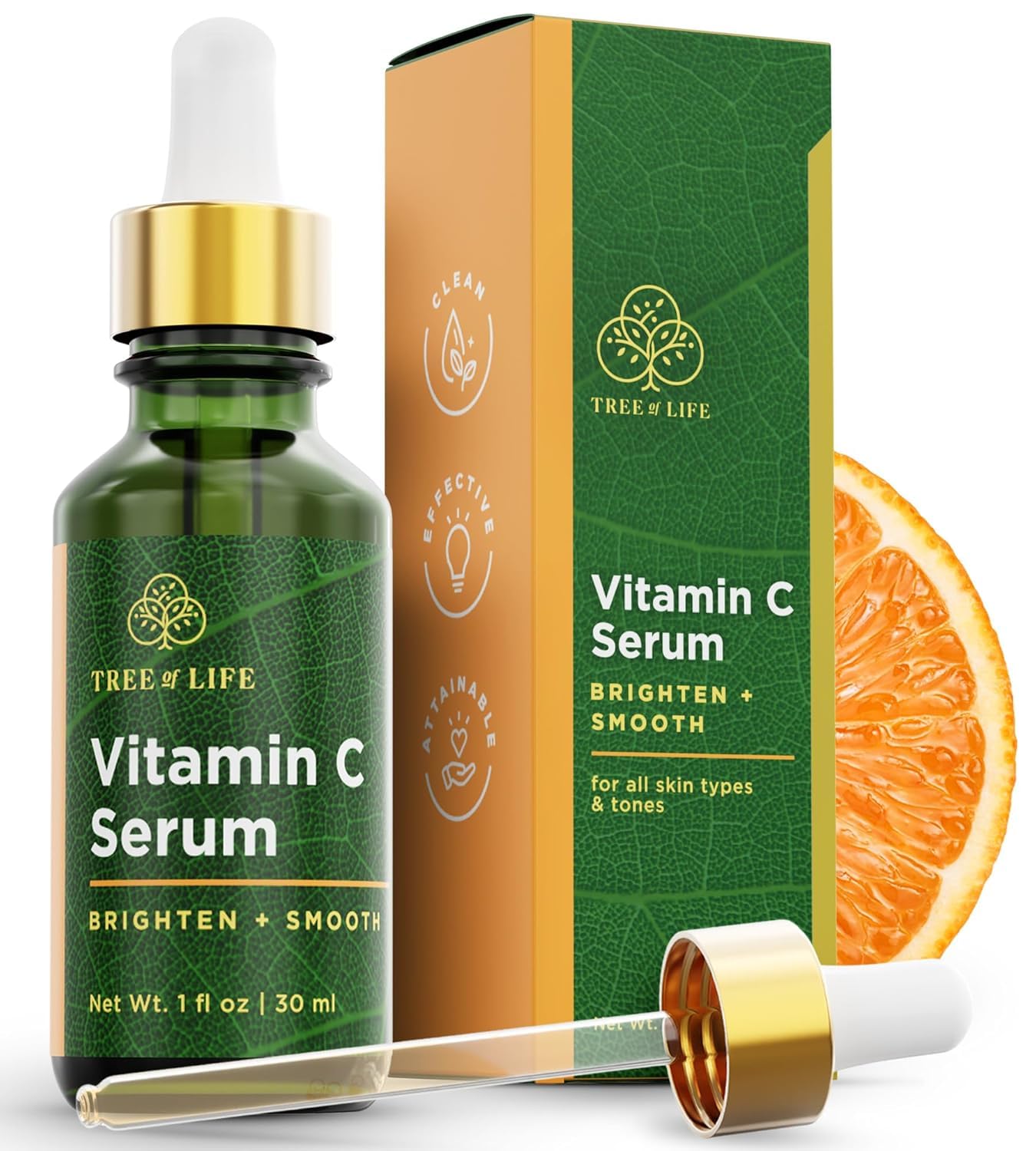 Tree of Life Vitamin C Serum for Face - Brightening and Hydrating Face Oil for Dark Spots and Fine Lines - Suitable for Sensitive Skin - Dermatologist Tested Skin Care - 1 Fl Oz | Brightening Vitamin C serum for face. Hydrating face oil that targets dark…
