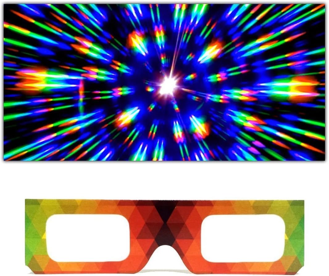 GloFX Paper Cardboard Diffraction Glasses - Great for Christmas Lights, Parties, Raves, Festivals, Light Shows, & Fireworks