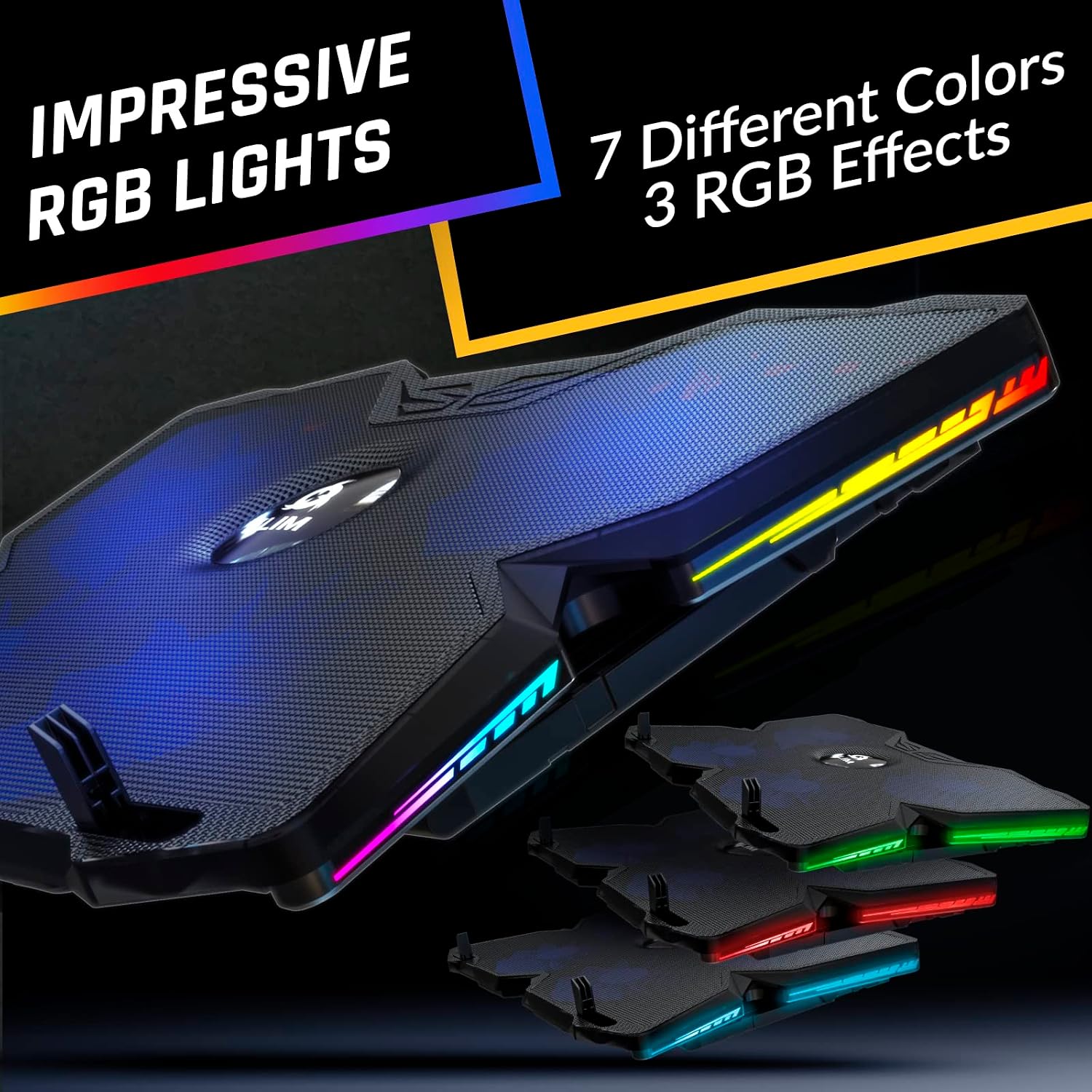 KLIM Wind Laptop Cooling Pad - More Than 500 000 Units Sold - New Version - The Most Powerful Rapid Action Cooling Fan - Laptop Stand with 4 Cooling Fans at 1200 RPM - USB Fan - PS5 PS4 - Blue