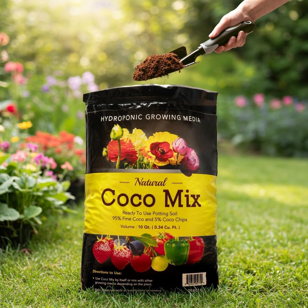 Envelor Organic Coco Coir Brick 10 Lbs. Coir Block Coconut Fiber Growing Medium Potting Soil Mix Coco Peat Media Coir Pith Indoor Outdoor Planters Vegetable Garden Beds