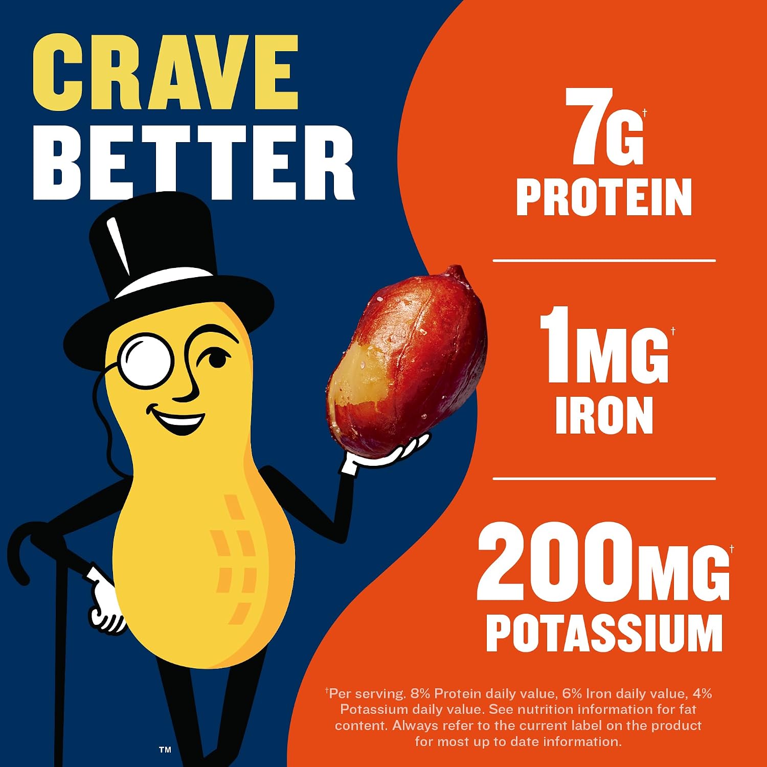 PLANTERS Salted Redskin Spanish Peanuts, Plant Based Protein, 12.5 Oz (6ct) | Roasted Salted Nuts. Crisp texture. Resealable Canister. Snacks for Adults. Party Mix, Party Snacks
