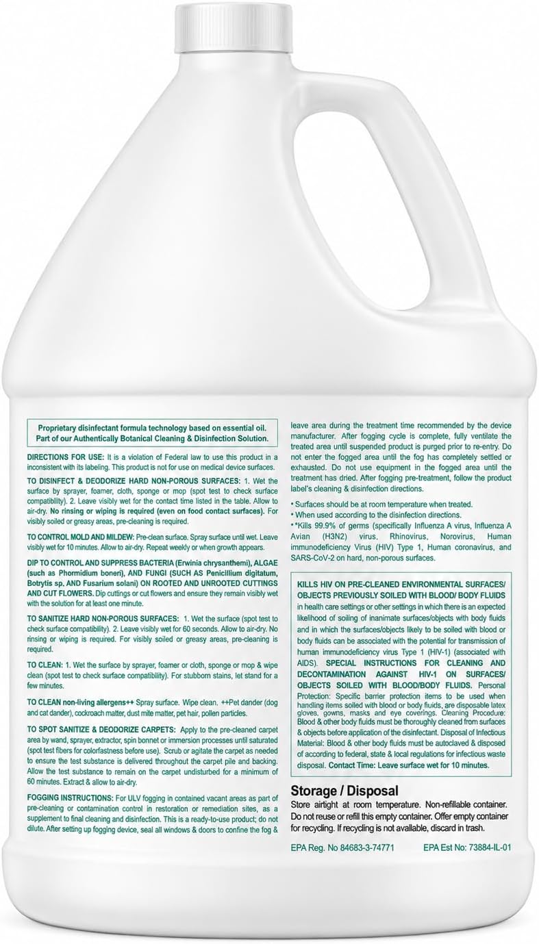 Benefect Botanical Decon 30 Disinfectant Cleaner - All Natural Formula for Effective Cleaning Power - Ideal for Restoration Jobs & Water Damage - 20476 - 1 Gallon