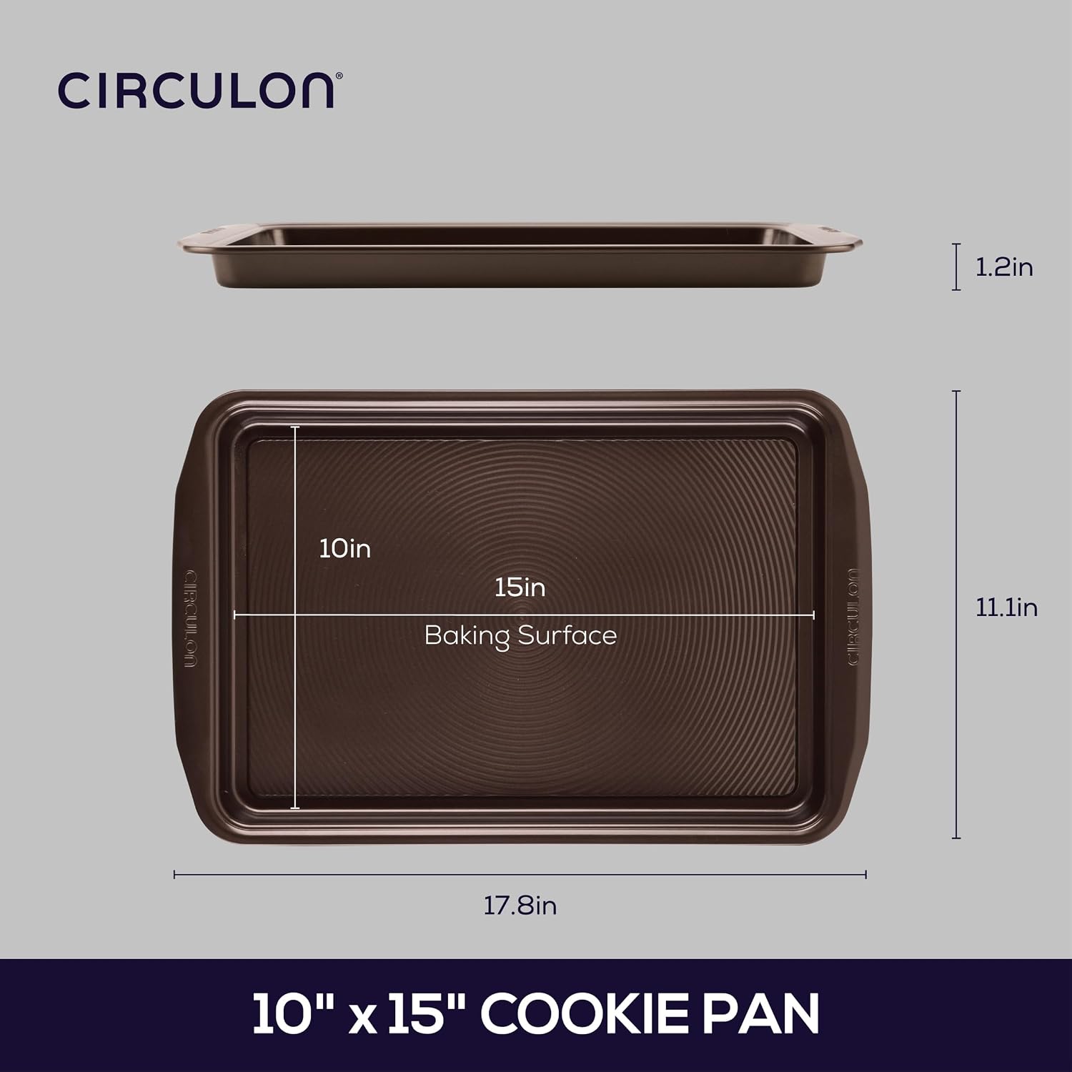 Circulon Bakeware Nonstick Cookie Pan Set, Cookie Sheets for Baking, 2-Piece, Gray