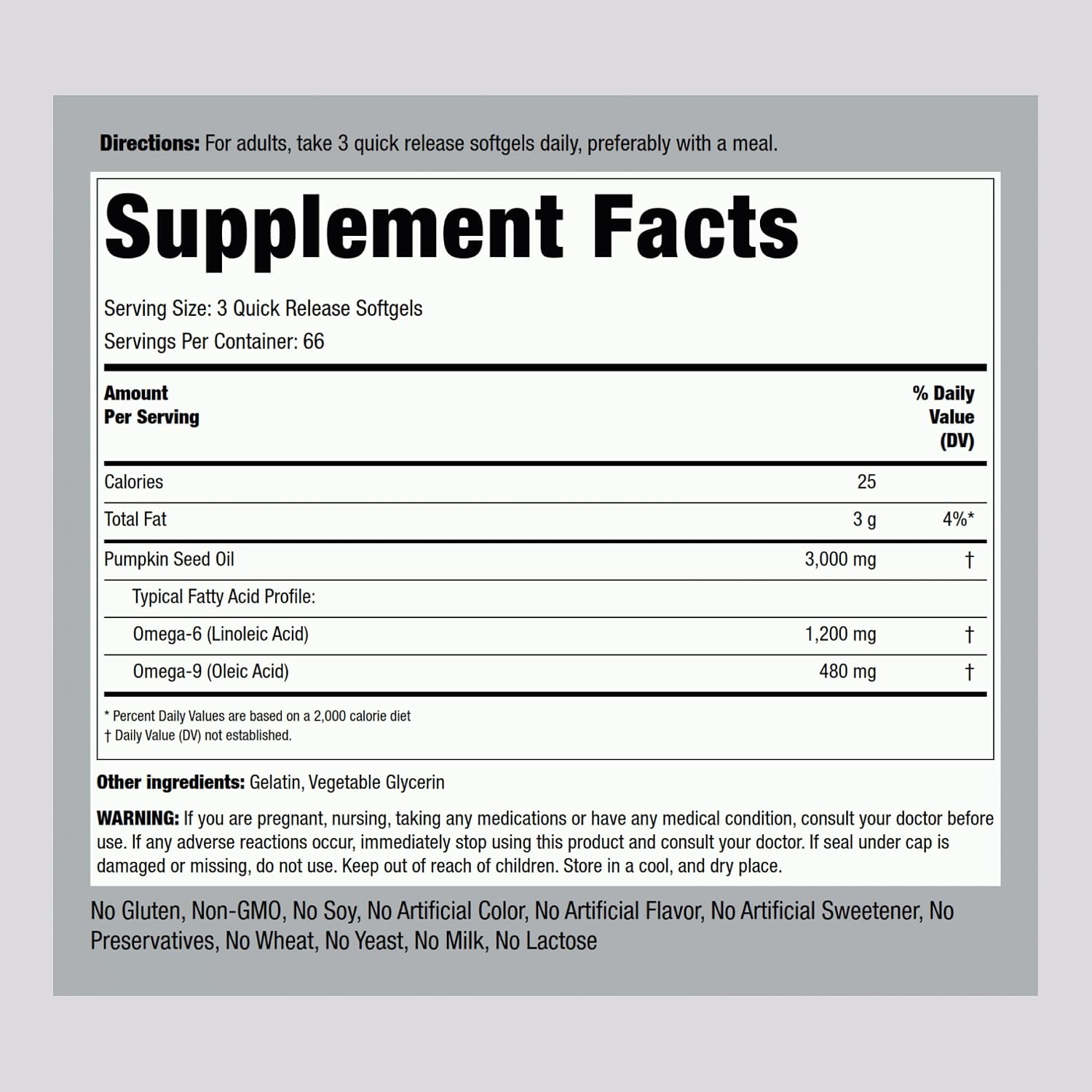 Piping Rock Pumpkin Seed Oil Softgel Capsules | 200 Count | Cold Pressed Herbal Supplement | Extra Virgin with Omega 6 and 9 | Non-GMO, Gluten Free