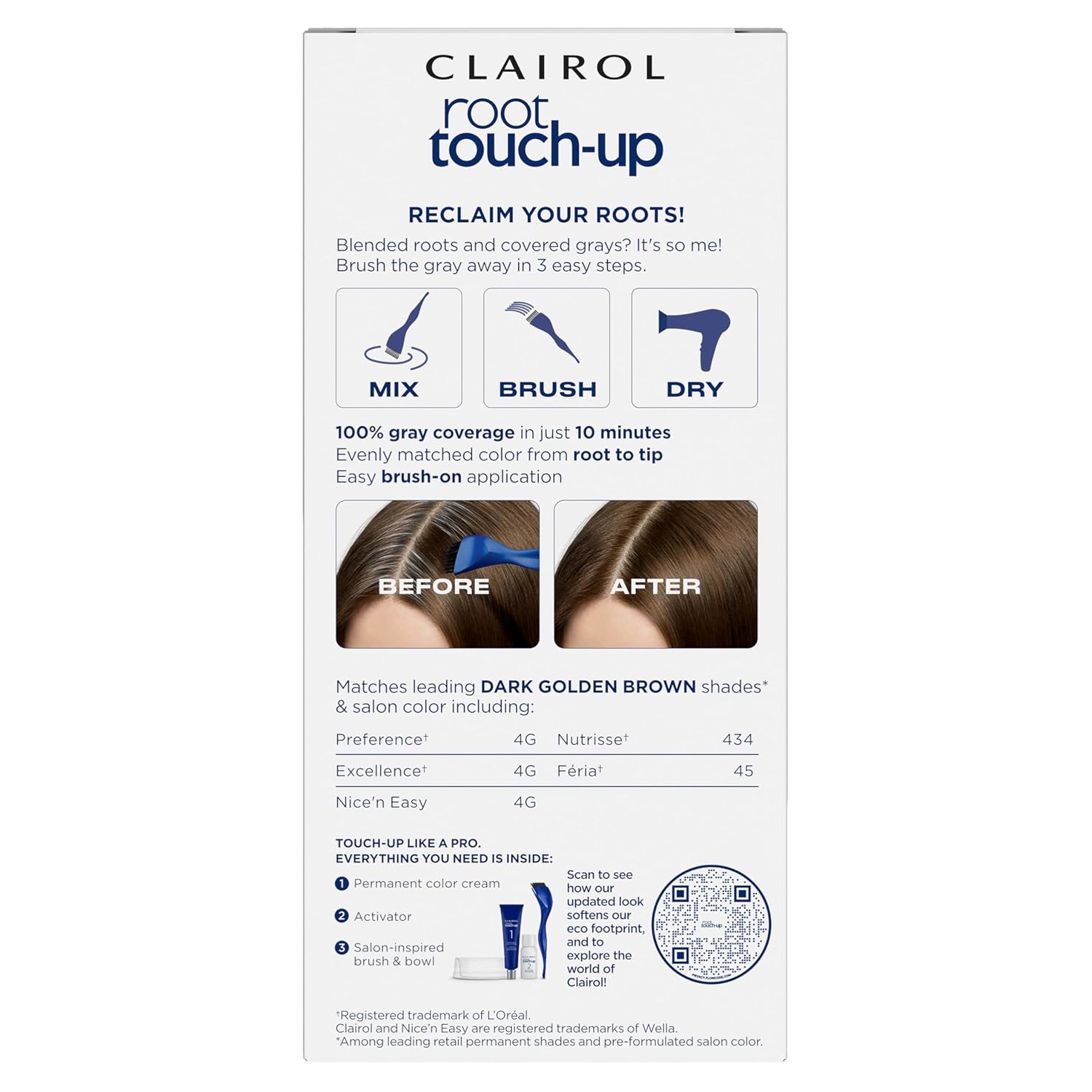 Clairol Root Touch Up Permanent Hair Dye, 6 Light Brown, Pack of 2