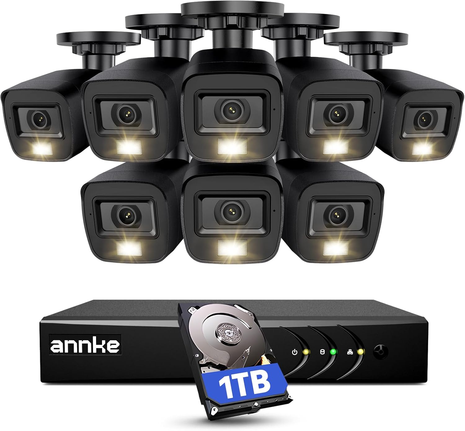 ANNKE 3K Lite Wired Security Camera System Outdoor, 8X 2MP Cameras, 1TB HDD | AI Human/Vehicle Detection