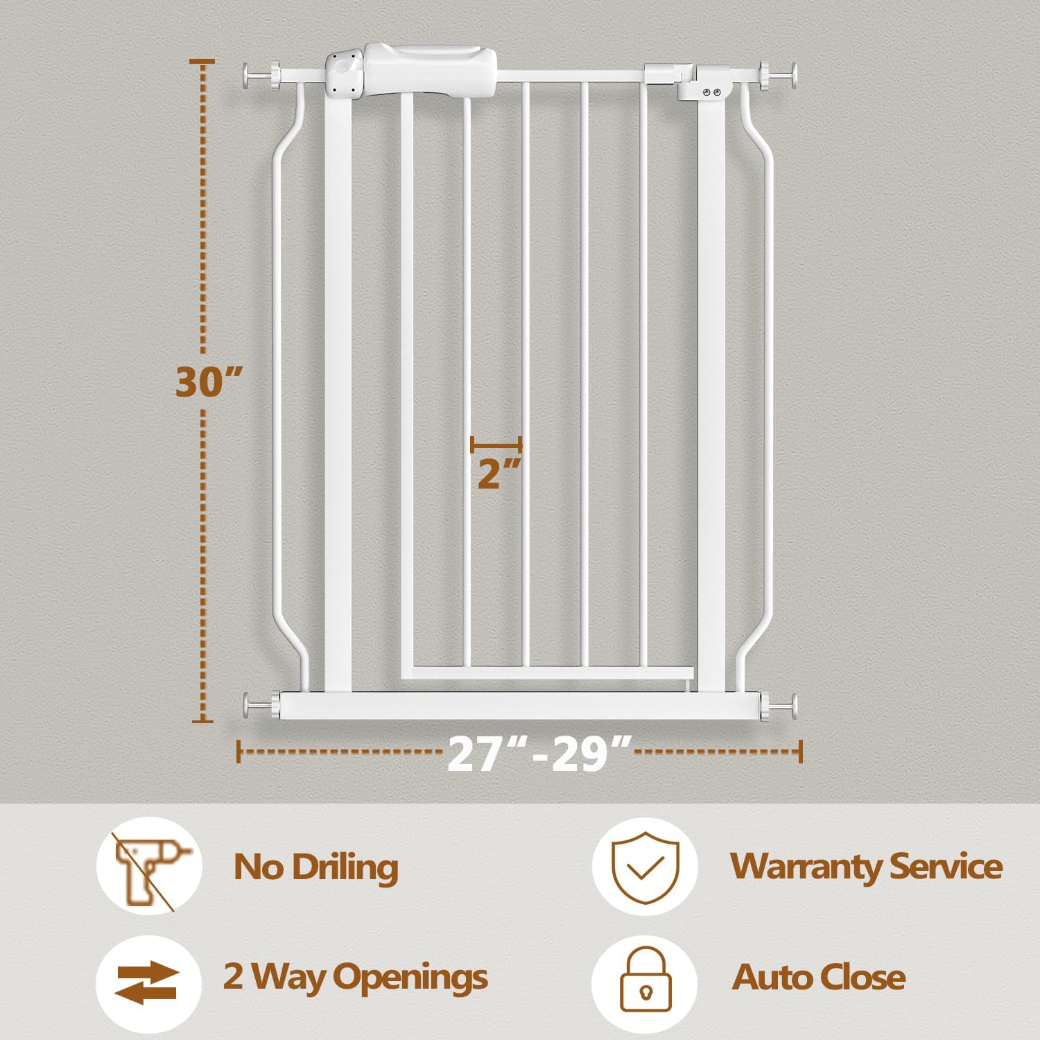 Fairy Baby Extra Wide Baby Gate for Doorways Auto Close Safety Gates for Bedroom, Fits 57.5 Inch to 62 Inch with Pressure Mounted Extention Kit, White | Pressure Mounted No Drill Pet Gate with Door, Heavy Duty Walk-Through Gate for Toddlers, Kids, Dogs,…