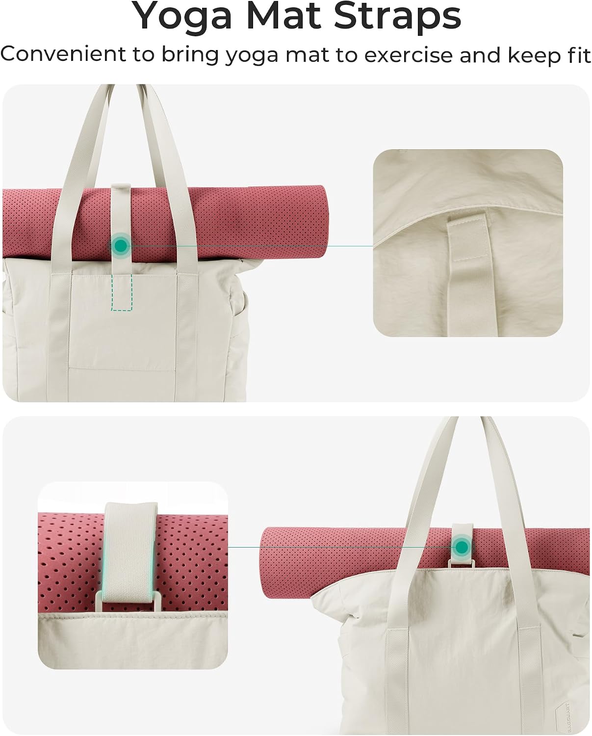 BAGSMART Gym Tote Bag for Women, 24L/28L Travel Tote Yoga Mat Bag
