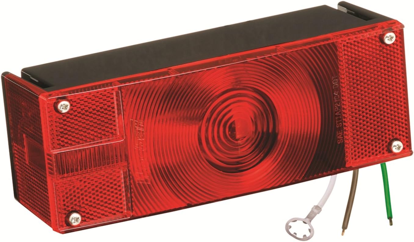 Wesbar 403026 Waterproof Red Low Profile Tail Trailer Light, Left/Roadside, 8-Function Stop, Turn & Tail Lamp