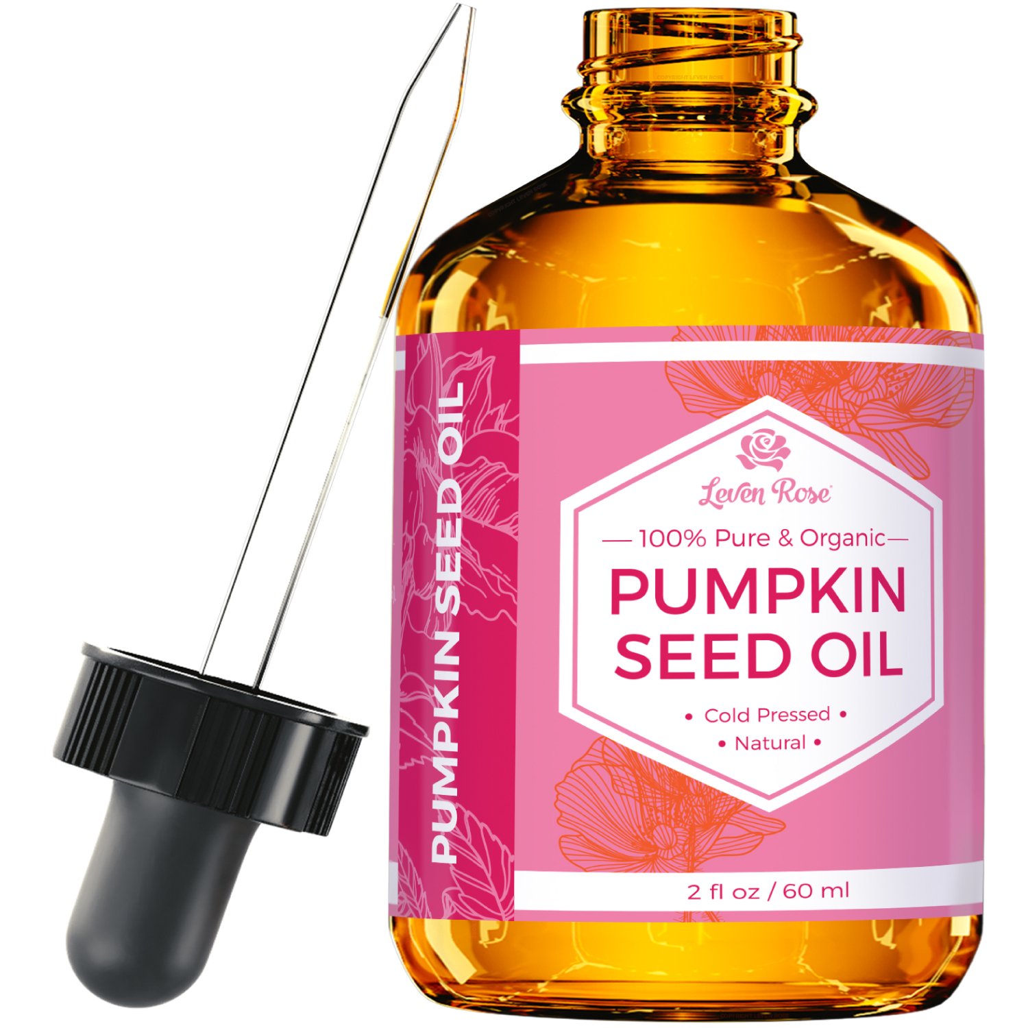 Leven Rose Pumpkin Seed Oil for Hair Growth 2 oz, 100% Pure Pumpkin Seeds Oil for Skin and Nails - Natural Pumpkin Seed Extract for Moisturizing Scalp, Dry and Rough Skin