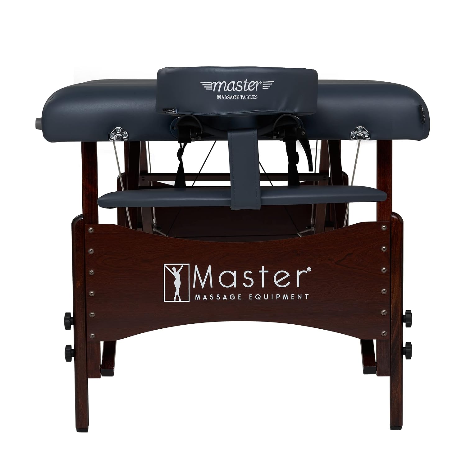 Master Massage Newport Portable Massage Table Package with Denser 2.5" Cushion, Walnut Stained Hardwood, Steel Support Cables, Pillows & Accessories, Black, 30"