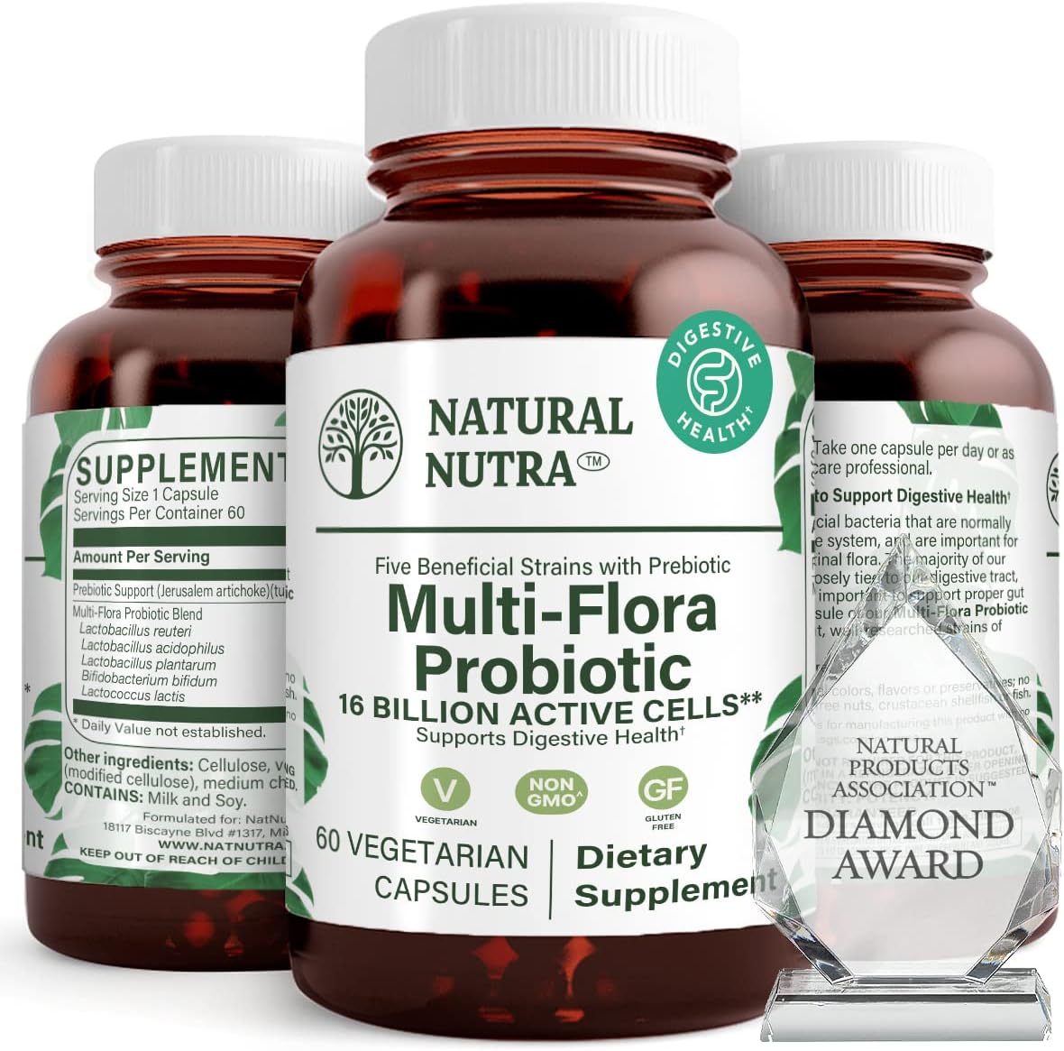 Natural Nutra Probiotic Quattro, 50 Vegetarian Capsules | Advanced Probiotic Supplement, 4 Powerful Strains Including Lactobacillus Acidophilus, Bifidus, Supports Digestive