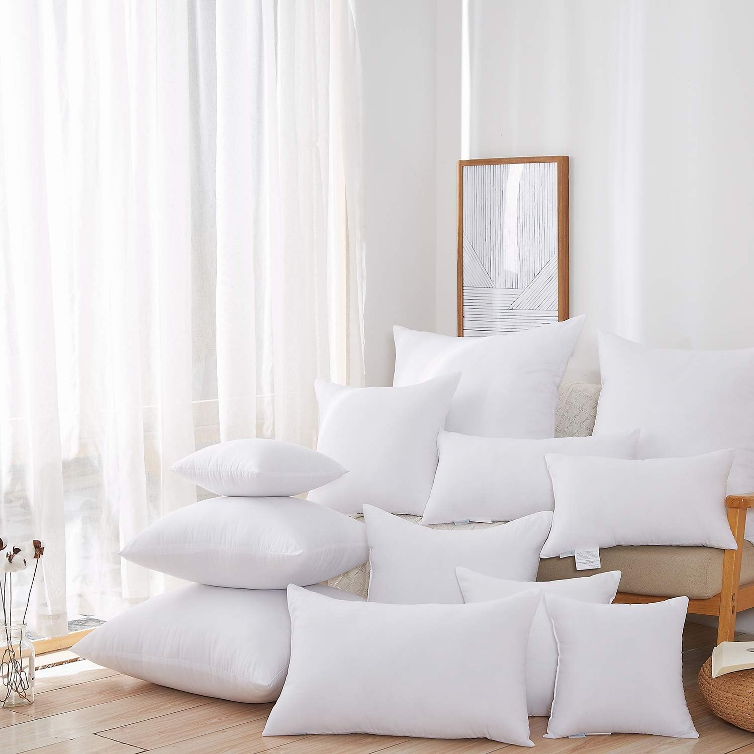 Acanva Polyester Decorative Rectangle Throw Pillow Inserts, Hypoallergenic Form Stuffer Cushion Sham Filler, 16x26, White, 1 Count (Pack of 1)
